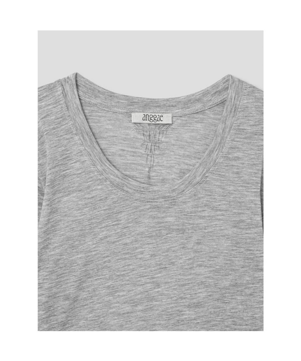 앙개(ANGGAE) Scoop Neck Short Sleeve TShirt  Grey