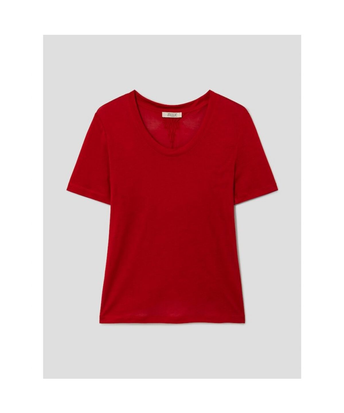 앙개(ANGGAE) Scoop Neck Short Sleeve TShirt  Red