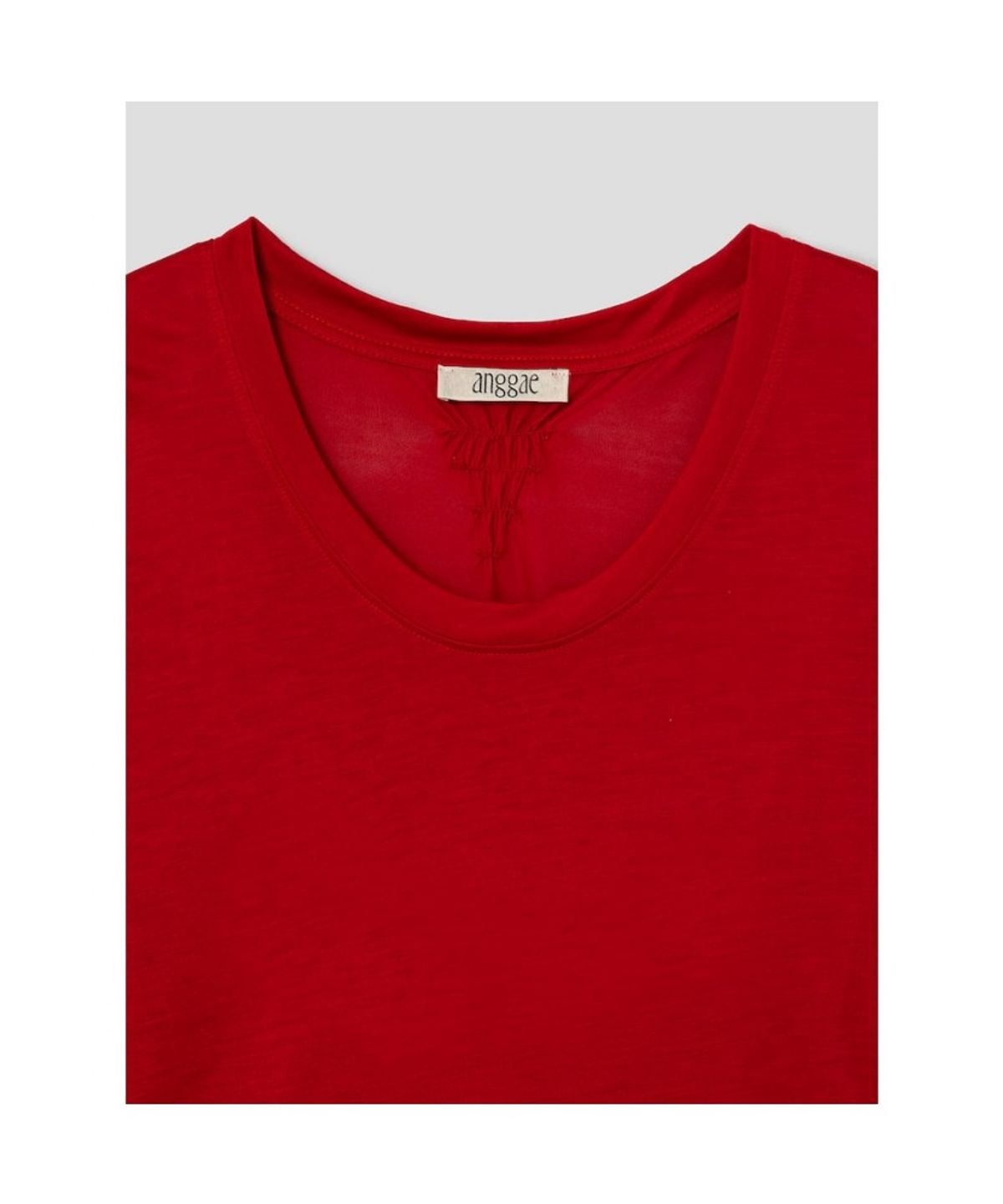 앙개(ANGGAE) Scoop Neck Short Sleeve TShirt  Red
