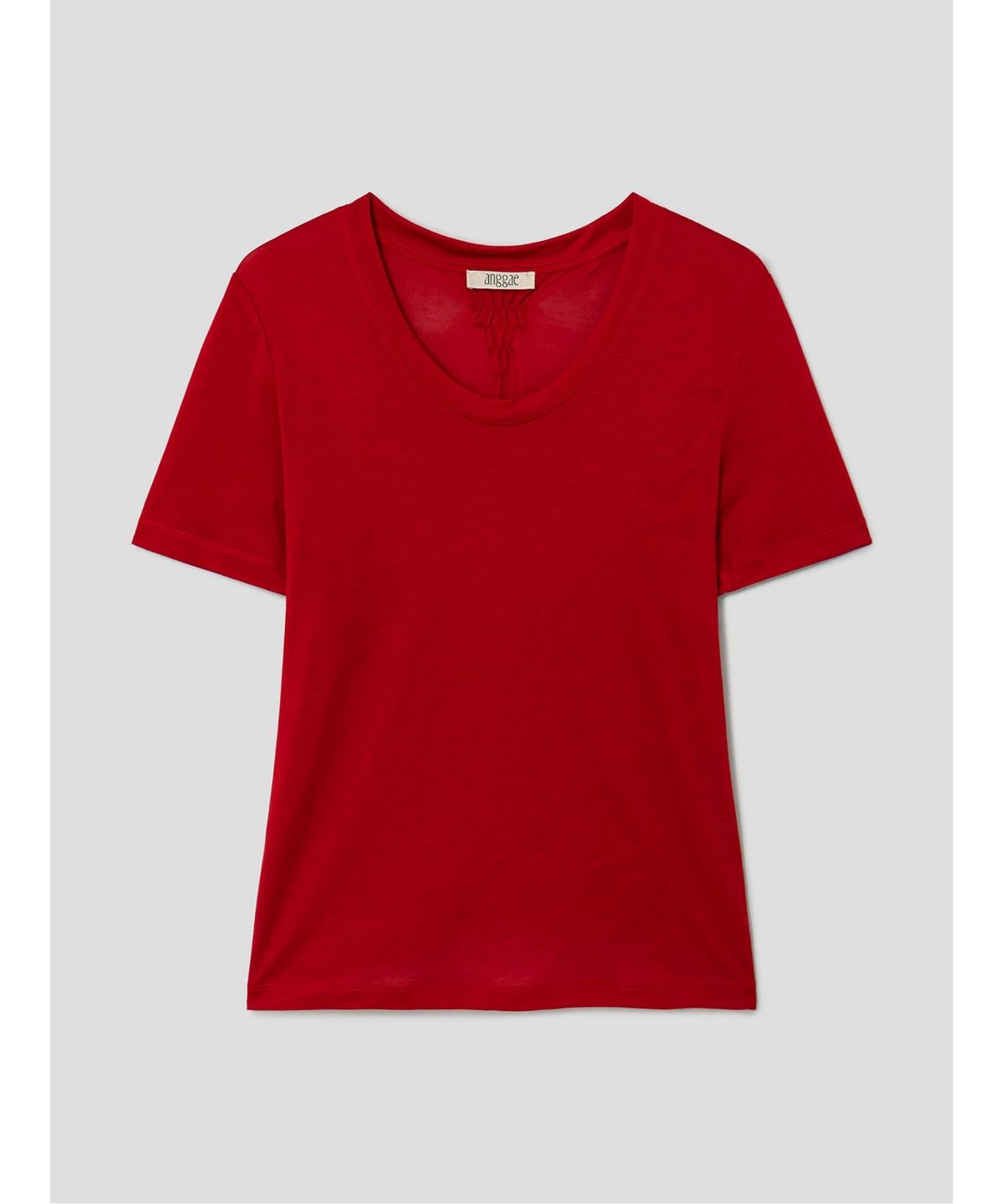 앙개(ANGGAE) Scoop Neck Short Sleeve TShirt  Red