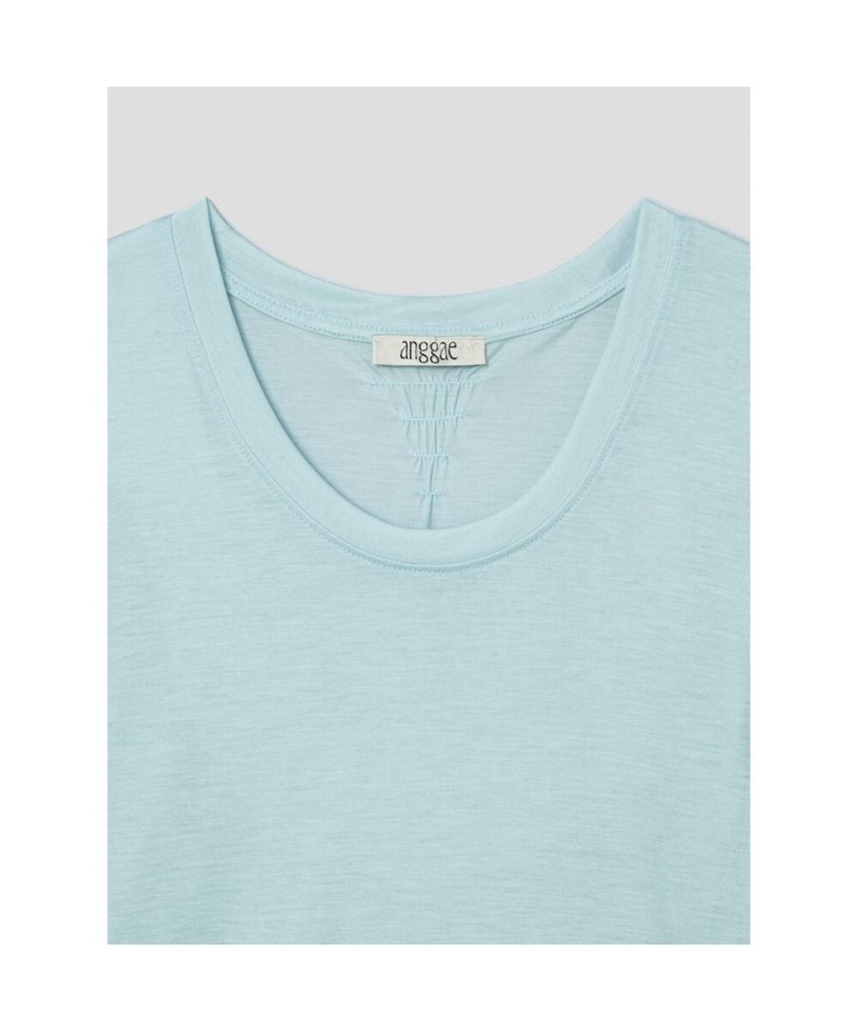 앙개(ANGGAE) Scoop Neck Short Sleeve TShirt  Sky Blue