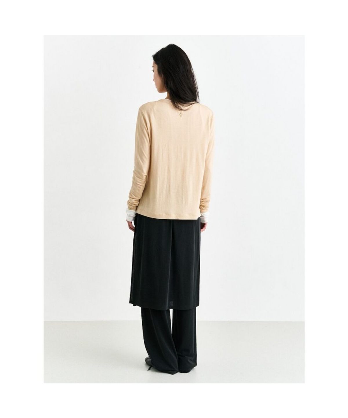 앙개(ANGGAE) Sheer TShirt  Beige