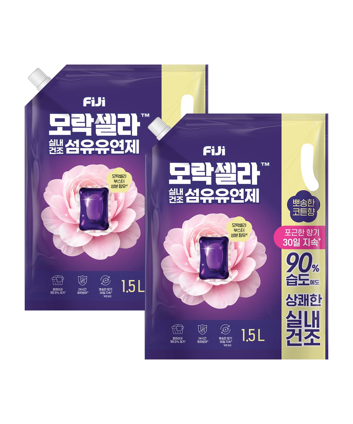 피지(FIJI) 모락셀라 실내건조 유연제 리필 1.5L x 2개 [허브/코튼 택1]