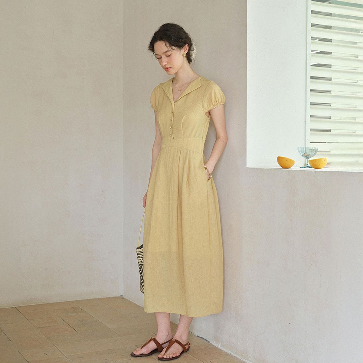 심플레트로(SIMPLE RETRO) SR_Pomelo soft light dress