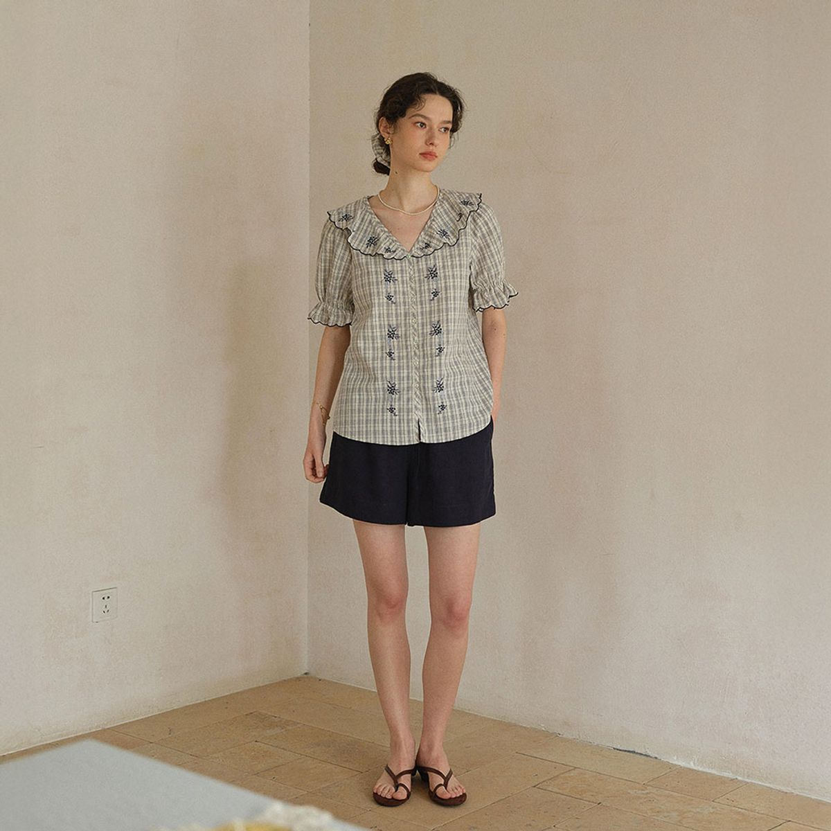 심플레트로(SIMPLE RETRO) SR_Pavilion french blouse