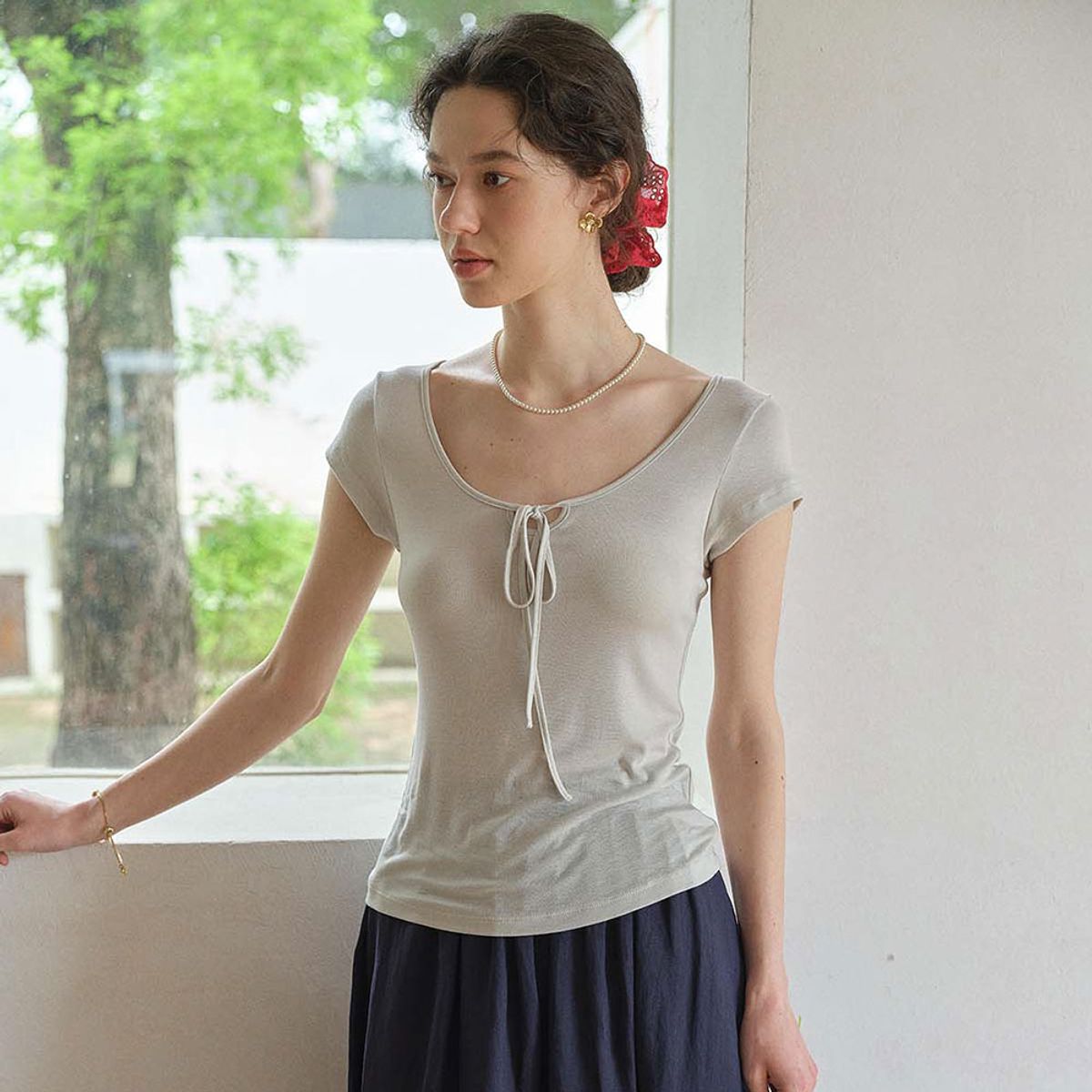 심플레트로(SIMPLE RETRO) SR_Slim fit soft sensation top_2color