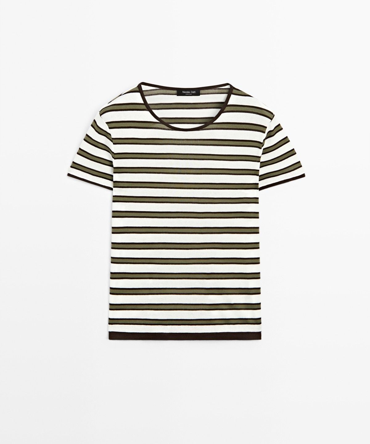 마시모두띠(MASSIMO DUTTI) 100% 코튼 반팔 스트라이프 티셔츠