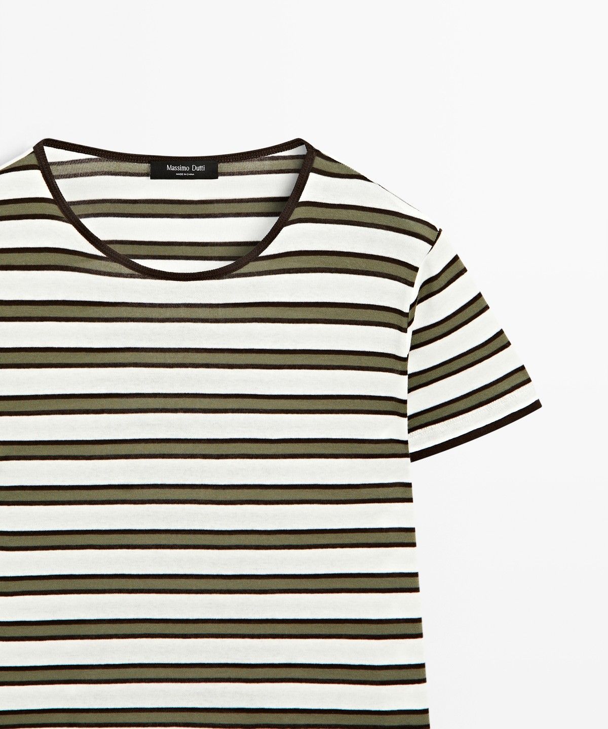 마시모두띠(MASSIMO DUTTI) 100% 코튼 반팔 스트라이프 티셔츠