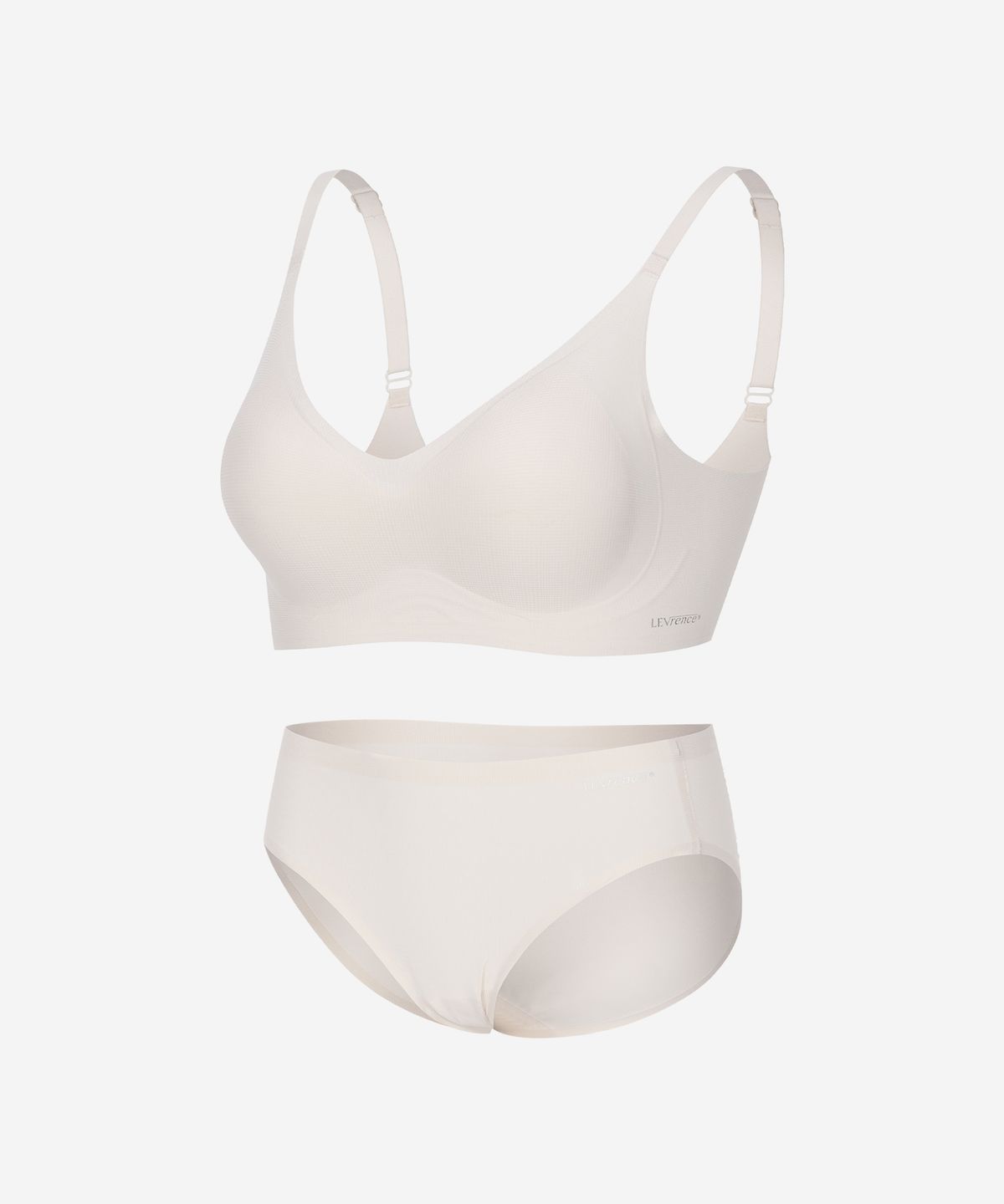 레브렌스(LEVRENCE) (핏 리뉴얼) 45g 에어핀 브라&팬티 세트_ 피치베이지