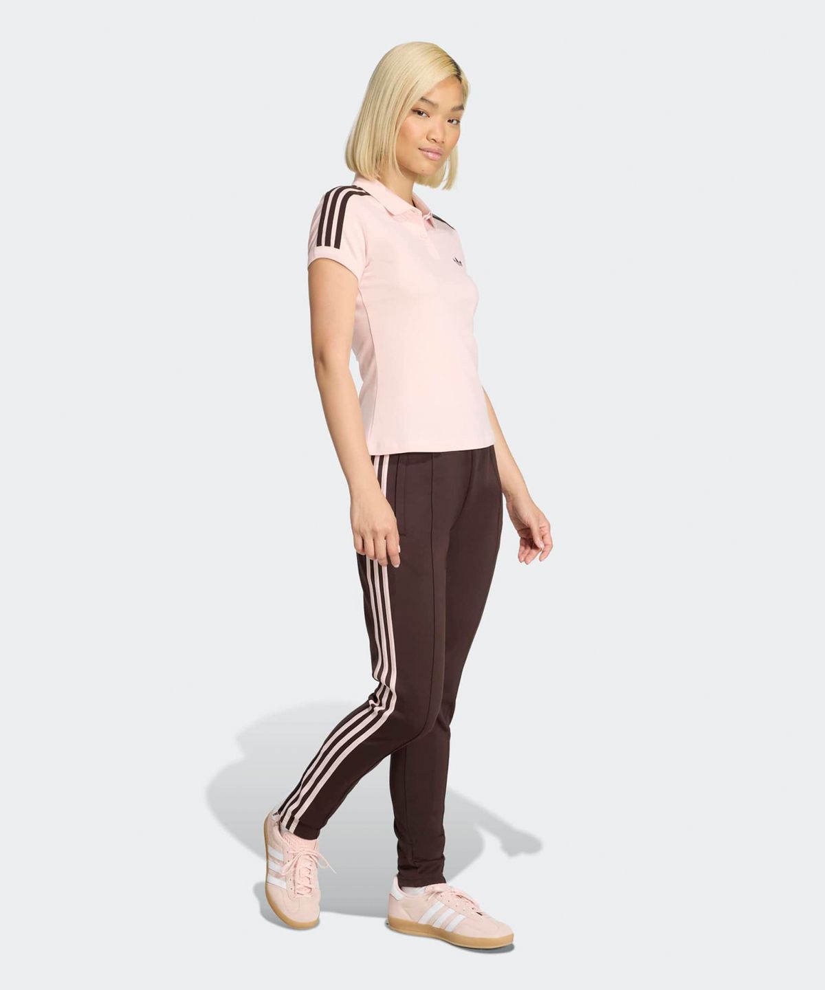 아디다스(ADIDAS) 3-스트라이프 폴로 - 샌디핑크:아우라커피 / KD3699