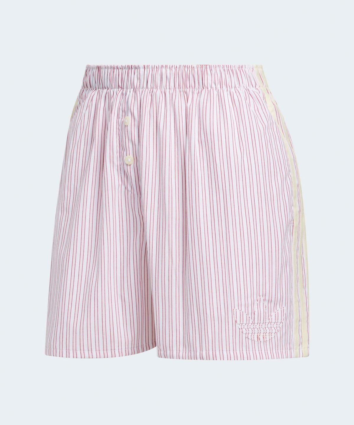 아디다스(ADIDAS) 스트라이프 박스 숏 팬츠 - 화이트:레드:세미핑크글로우 / KT8006