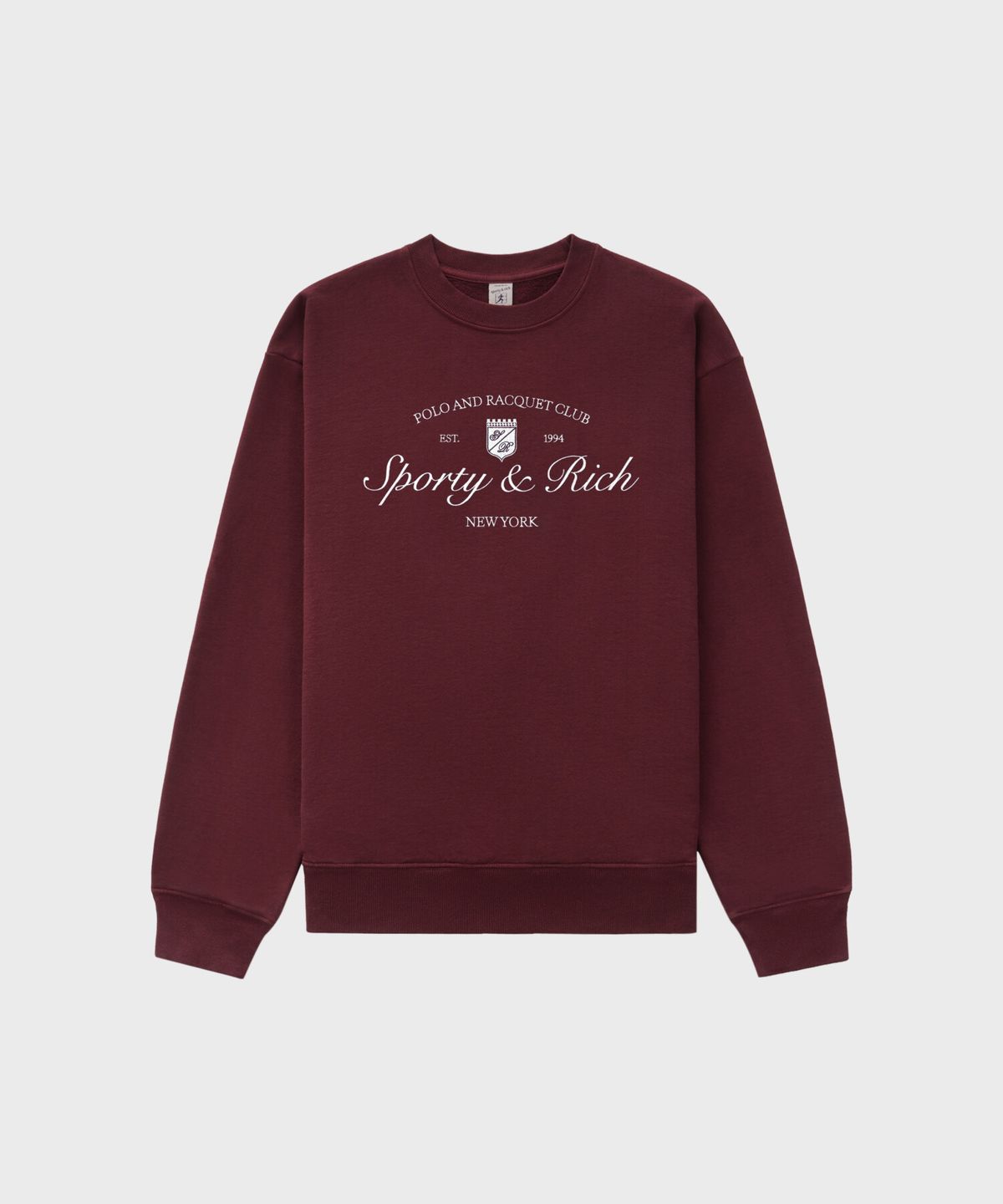 스포티앤리치(SPORTY&RICH) 시라큐스 자수 크루넥 남여공용 - 보르도 R265AUW018