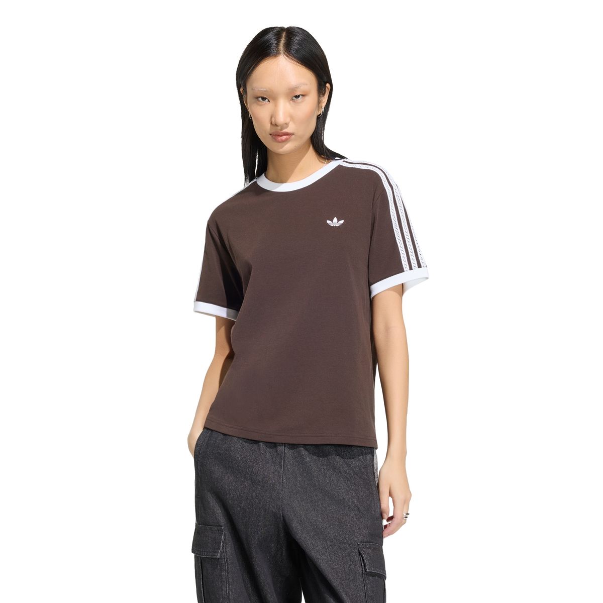 아디다스(ADIDAS) 3-스트라이프 티셔츠 - 아우라커피 / KX1883
