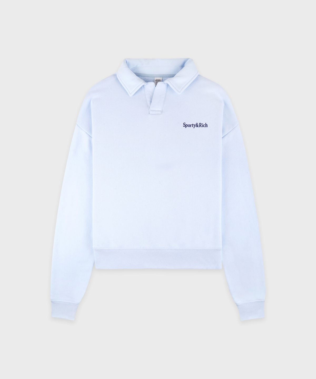 스포티앤리치(SPORTY&RICH) 세리프 로고 자수 폴로 셔츠 - 시엘 R265AU1001