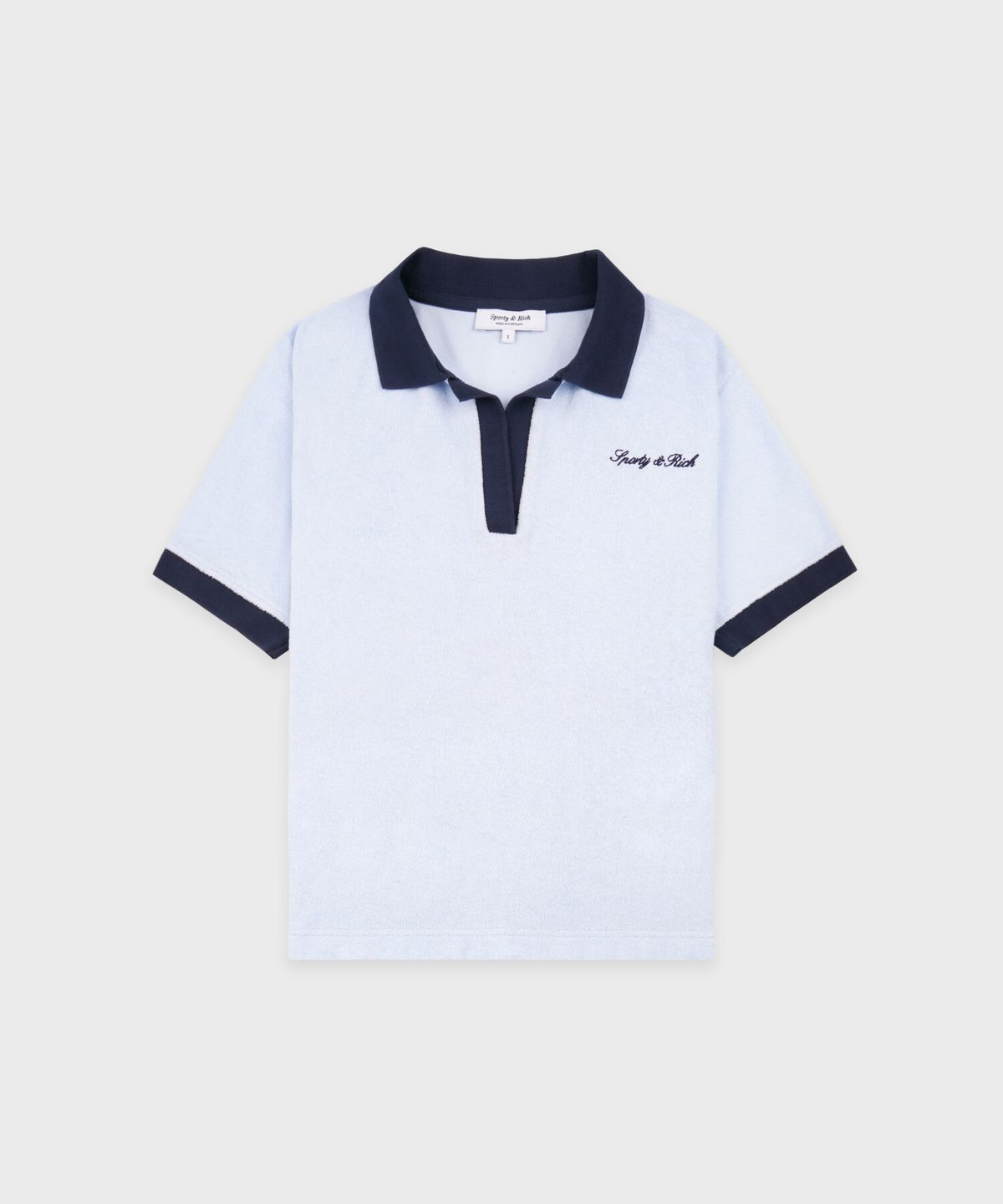스포티앤리치(SPORTY&RICH) 시그니쳐 로고 테리 폴로 - 시엘 R265AW2007