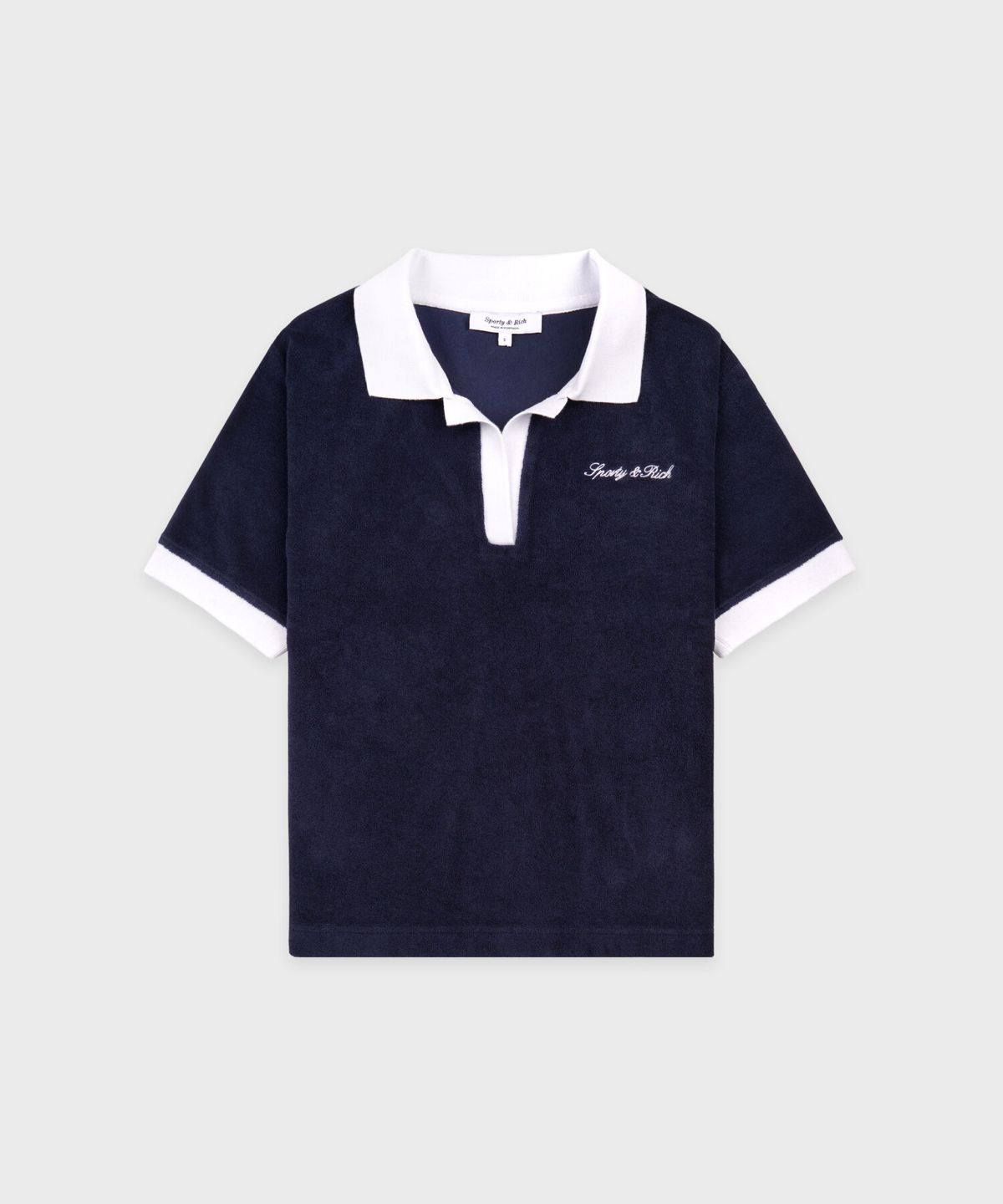 스포티앤리치(SPORTY&RICH) 시그니쳐 로고 테리 폴로 - 네이비 R265AW2006