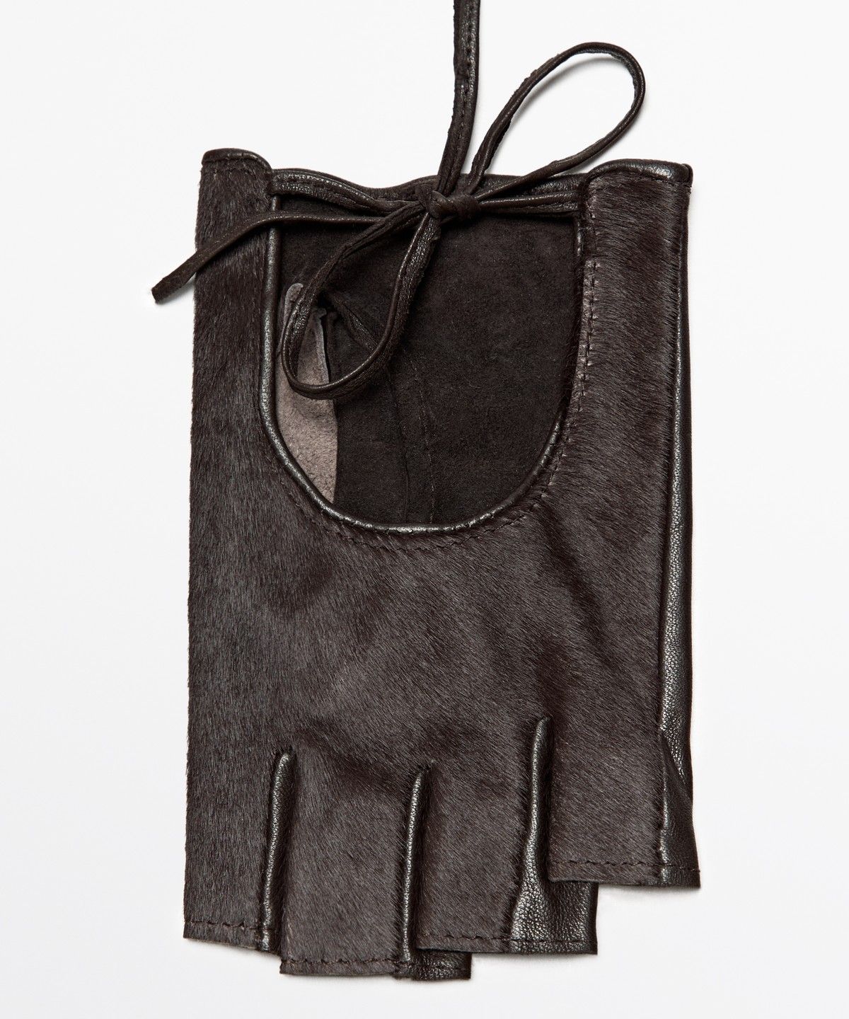 마시모두띠(MASSIMO DUTTI) 바이커 스타일 퍼 레더 장갑