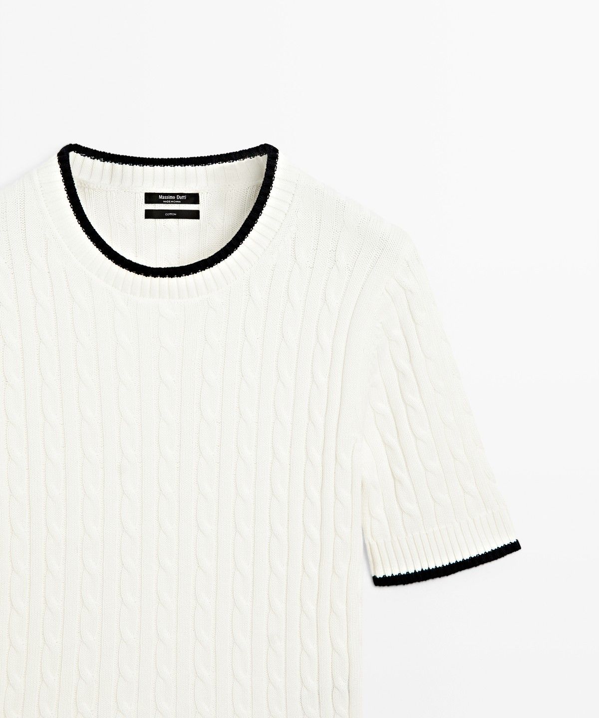 마시모두띠(MASSIMO DUTTI) 케이블 니트 반팔 스웨터