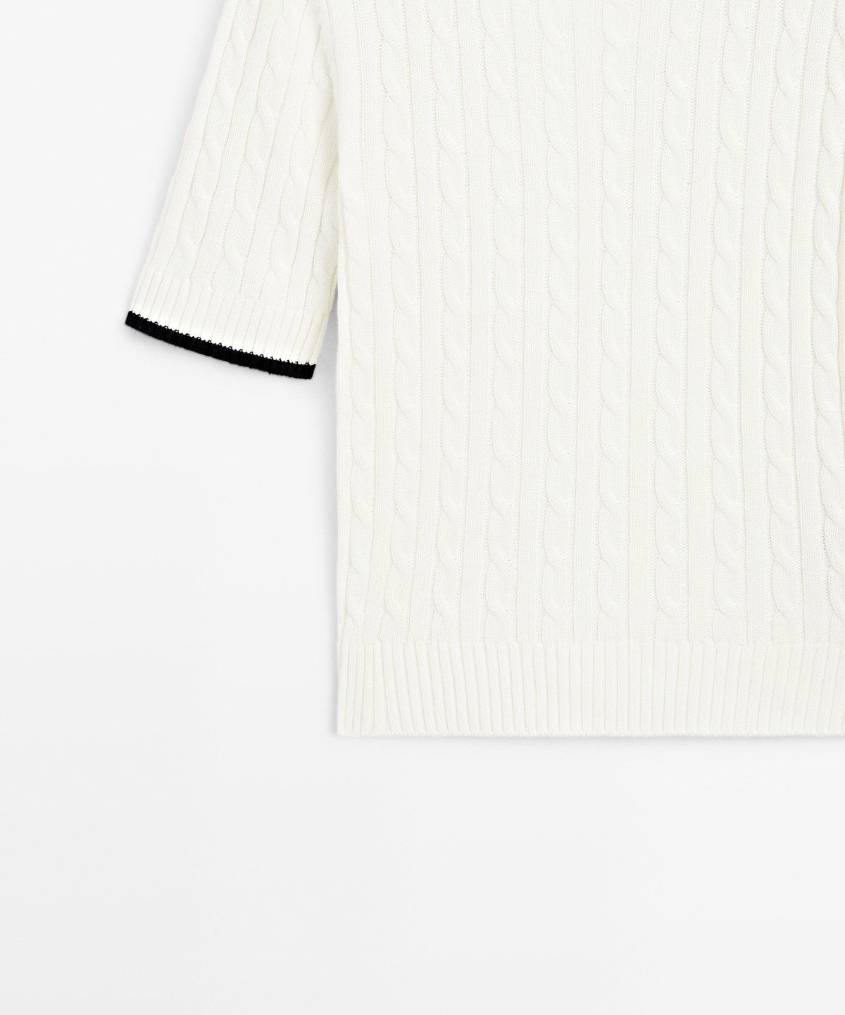 마시모두띠(MASSIMO DUTTI) 케이블 니트 반팔 스웨터