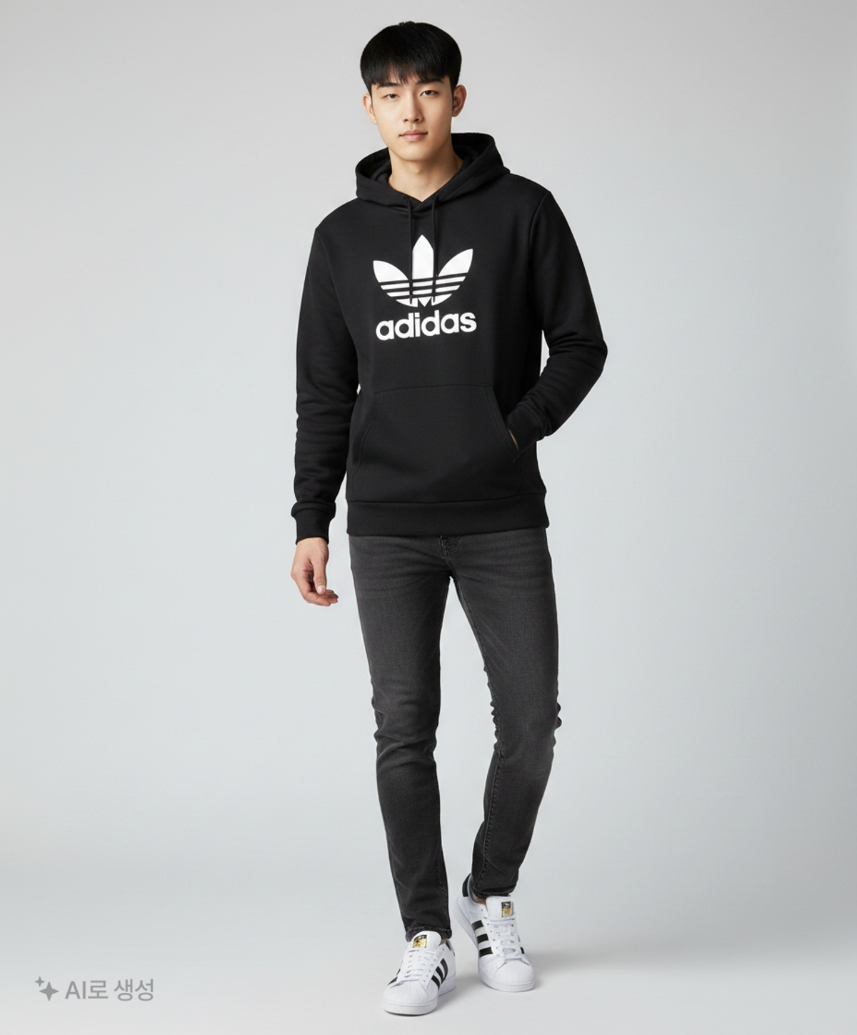 아디다스(ADIDAS) 트레포일 후디 - 블랙 / DT7964 XL