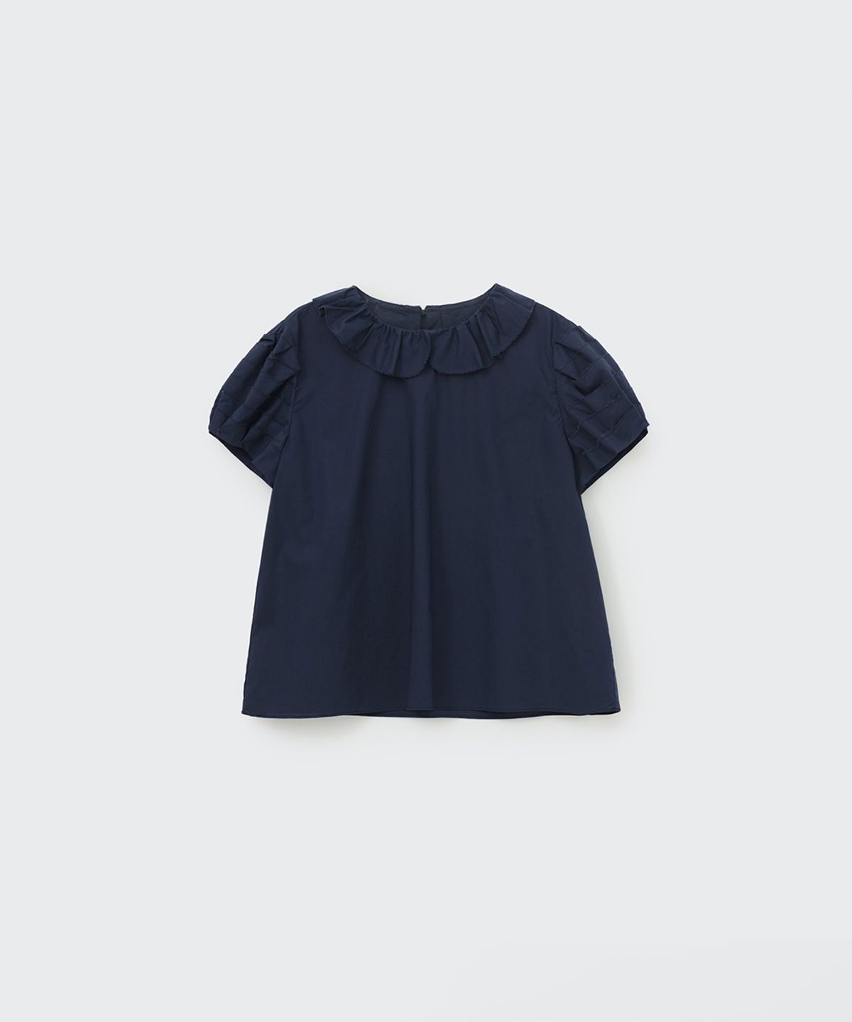 코스모스(COSMOSS) FRILL TUCK BLOUSE (NAVY)