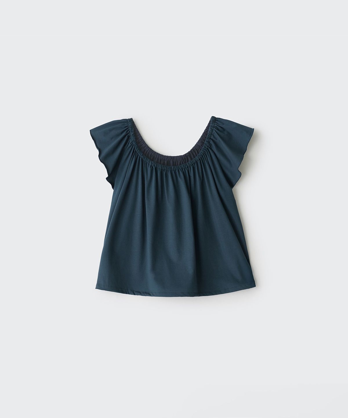 코스모스(COSMOSS) SOFT SHIRRING TOP (MOSS NAVY)