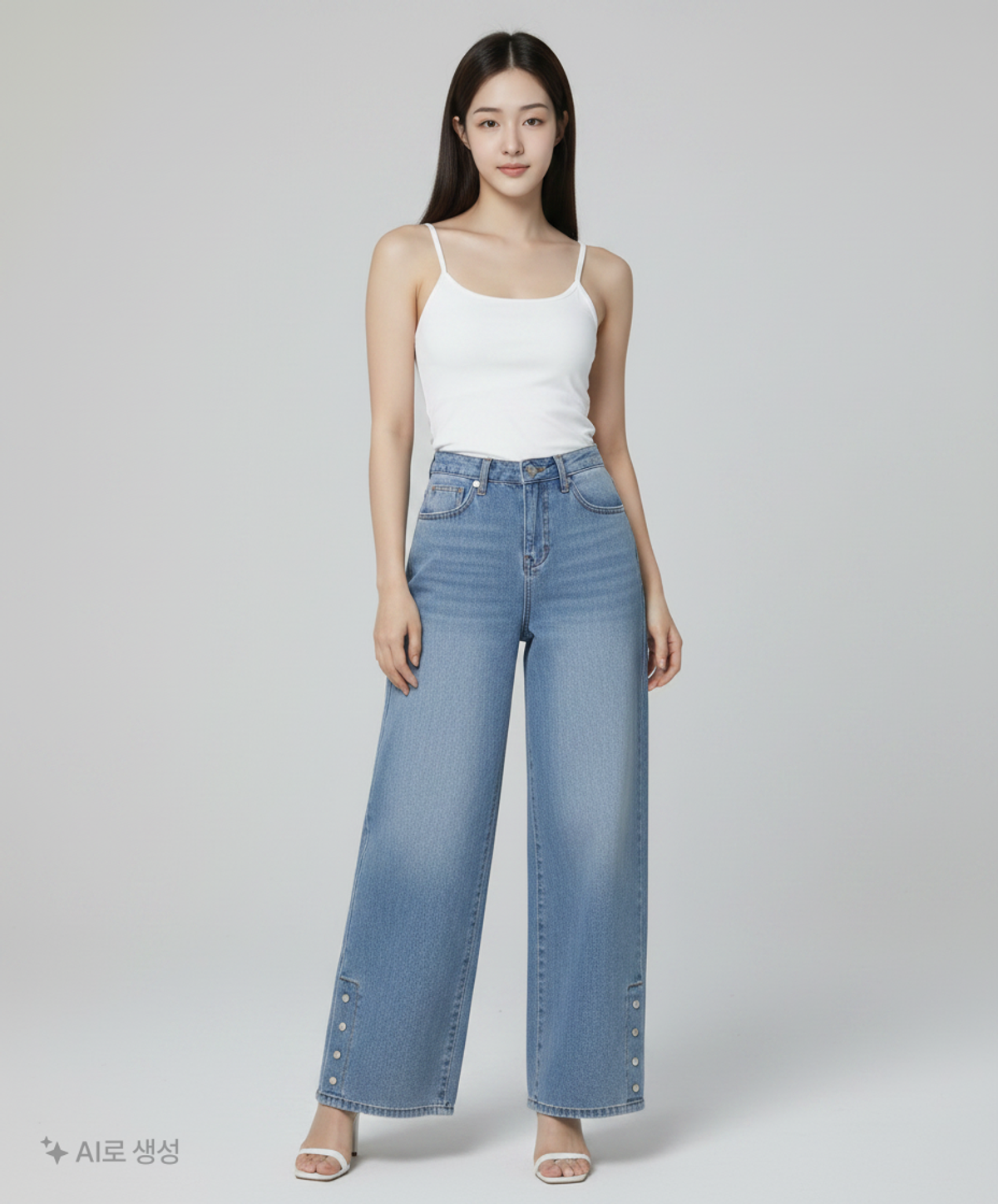 샌드릭(SANDRIC) STRAIGHT SNAP BUTTON DENIM PANTS_LIGHT BLUE S