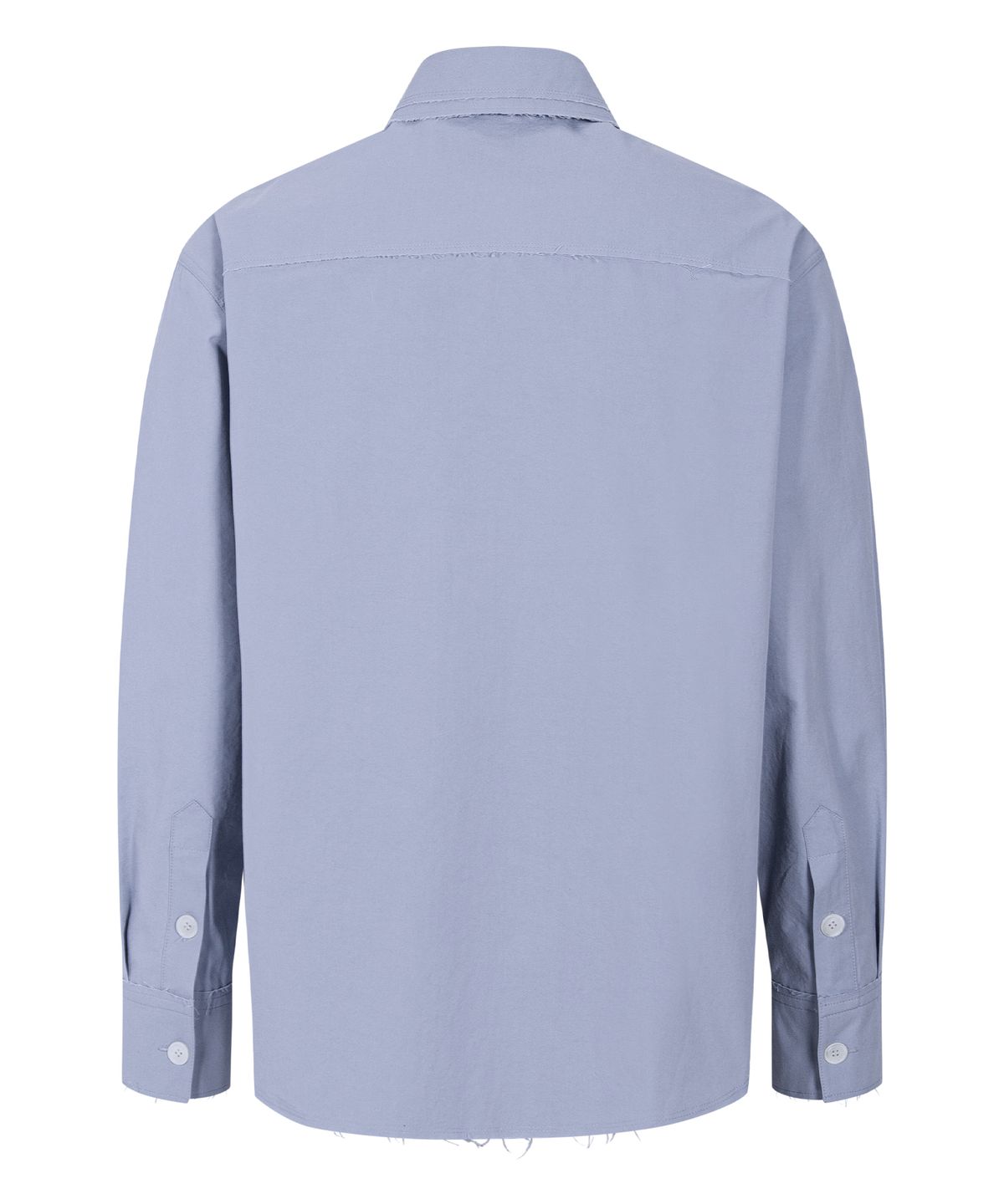 에이치직(H.JIK) Raw-Edge Irregular Button Shirt - Dusty Blue