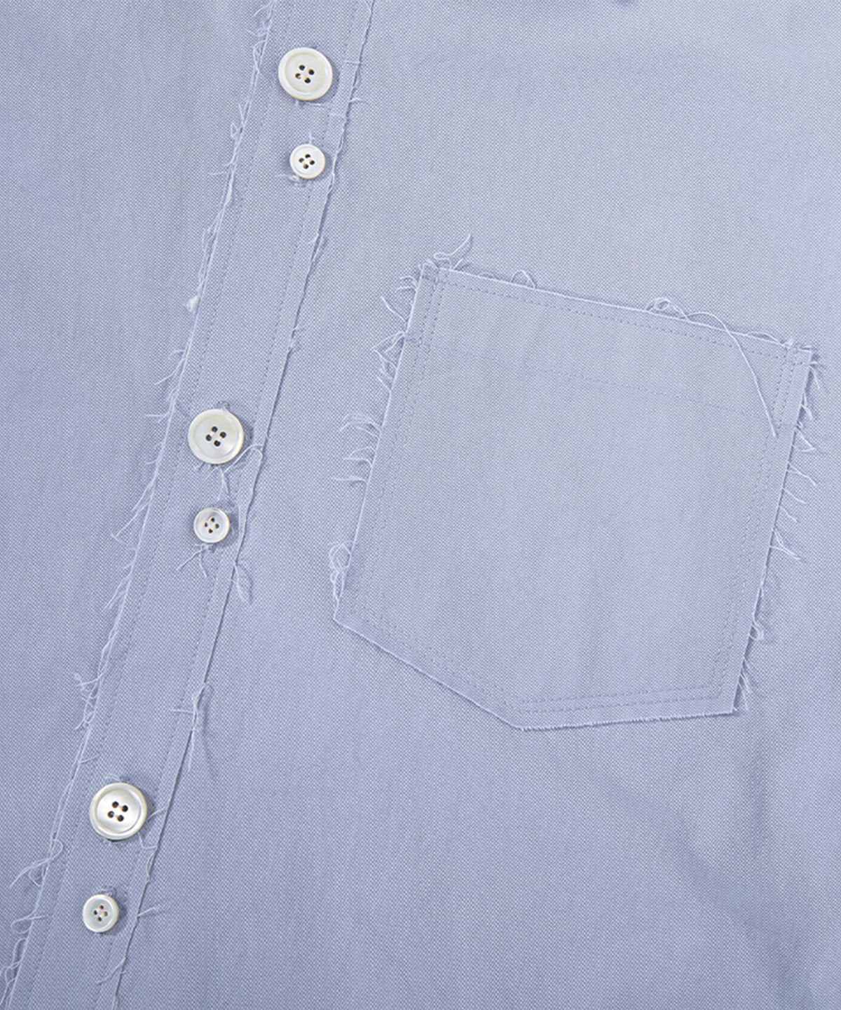 에이치직(H.JIK) Raw-Edge Irregular Button Shirt - Dusty Blue