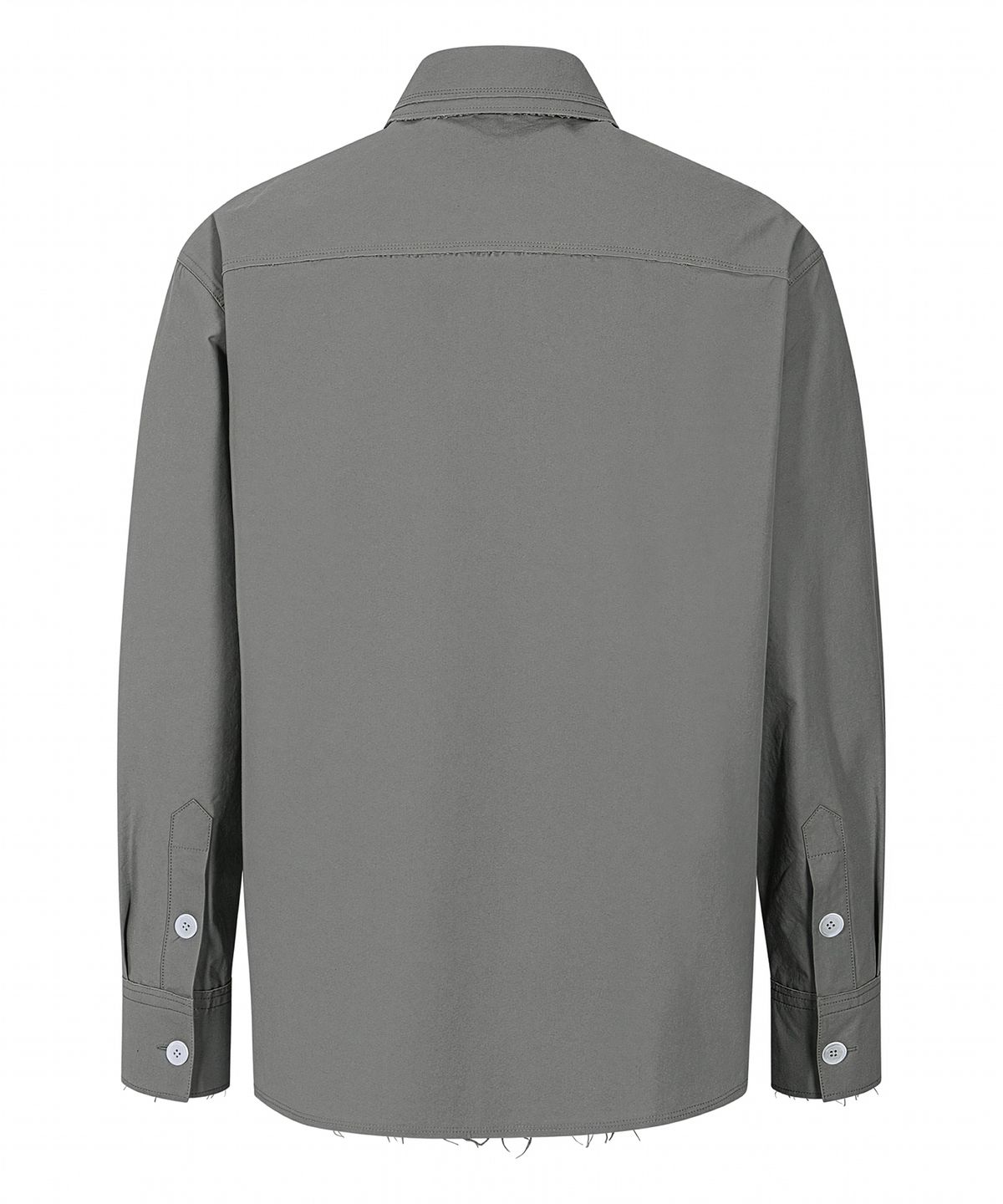 에이치직(H.JIK) Raw-Edge Irregular Button Shirt - Gray