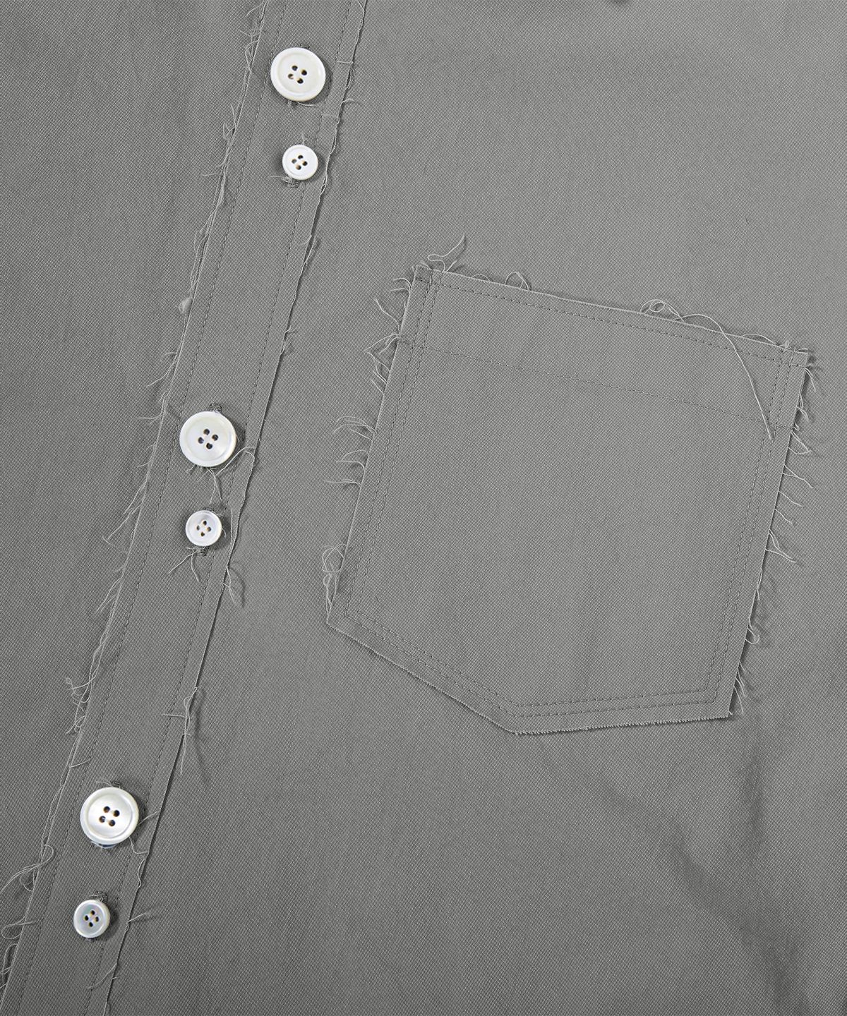 에이치직(H.JIK) Raw-Edge Irregular Button Shirt - Gray