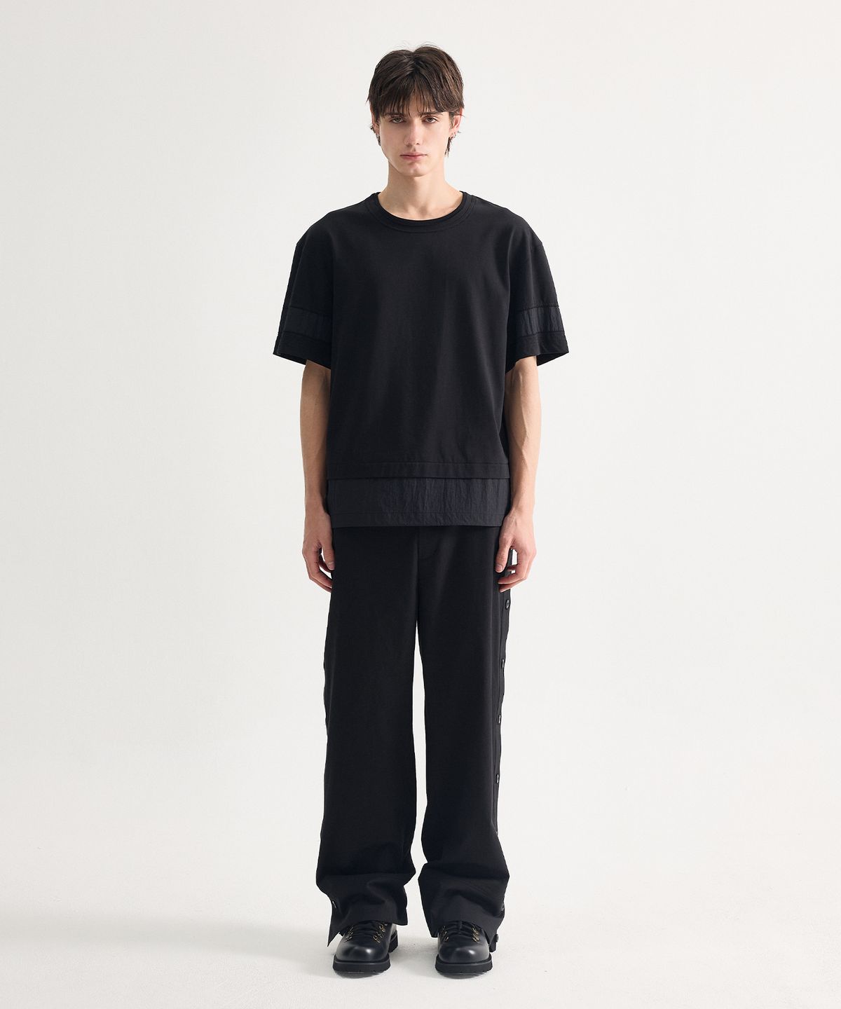 에이치직(H.JIK) Side Placket Cuff Wide Trousers - Black