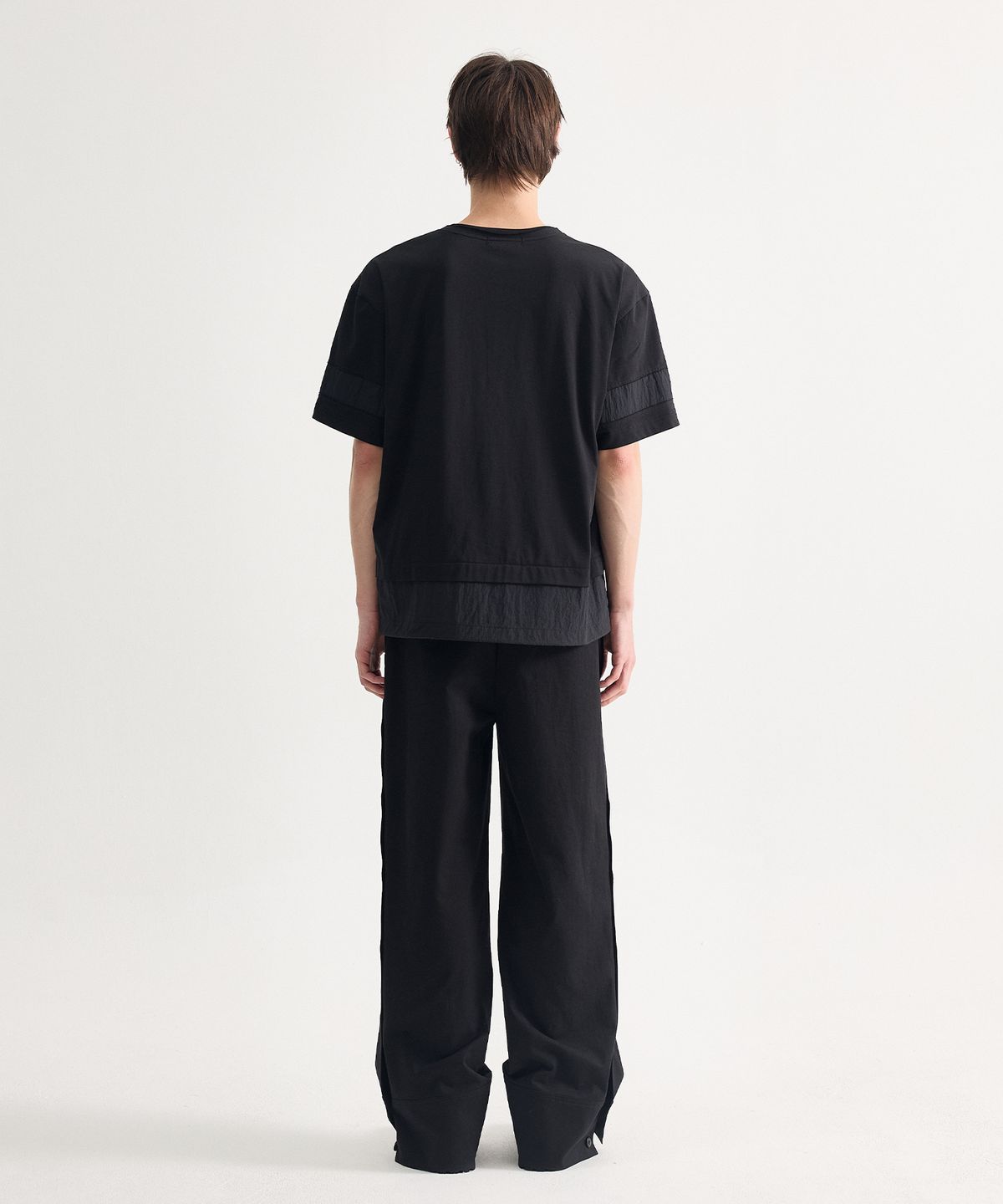 에이치직(H.JIK) Side Placket Cuff Wide Trousers - Black