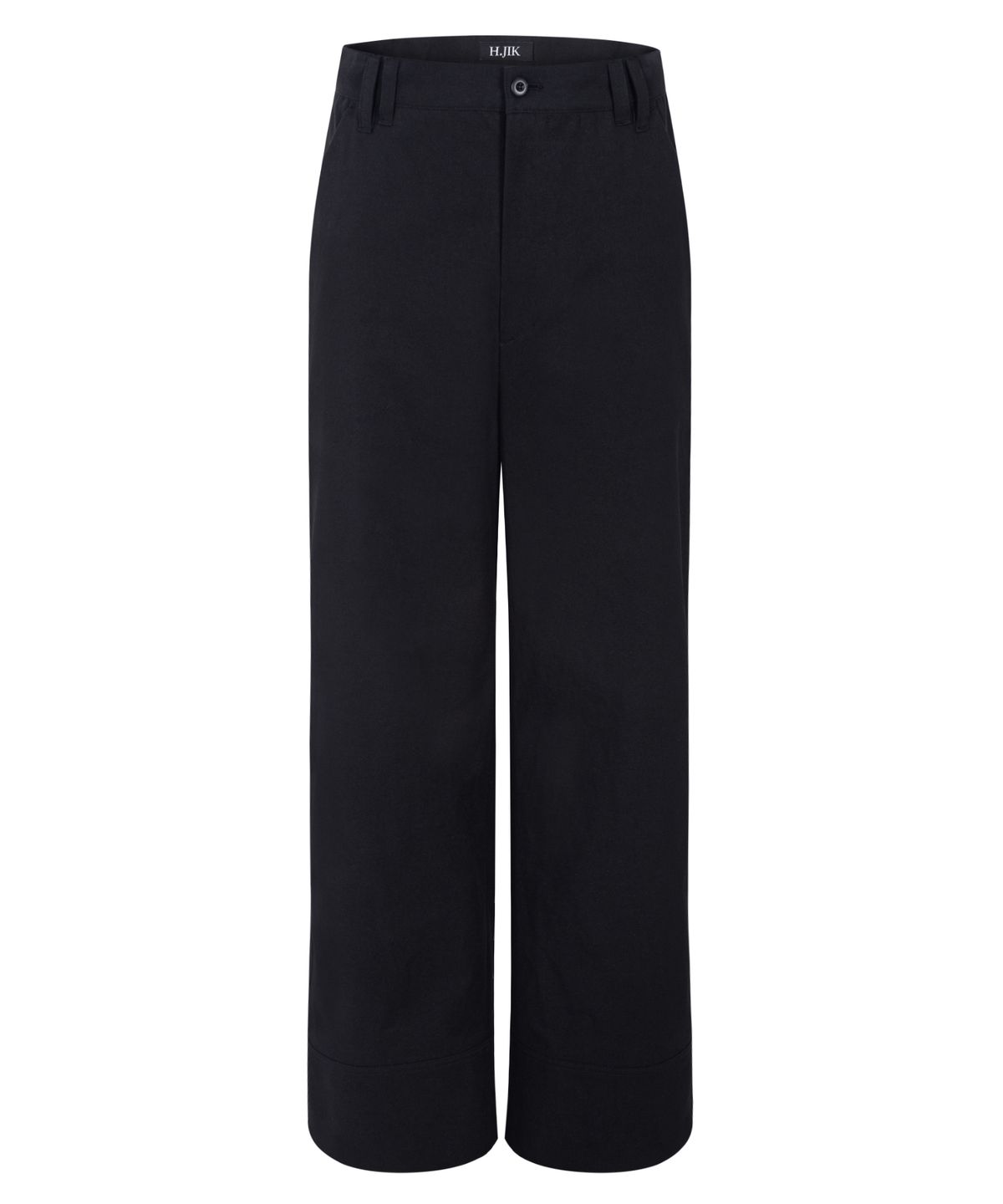 에이치직(H.JIK) Side Placket Cuff Wide Trousers - Black