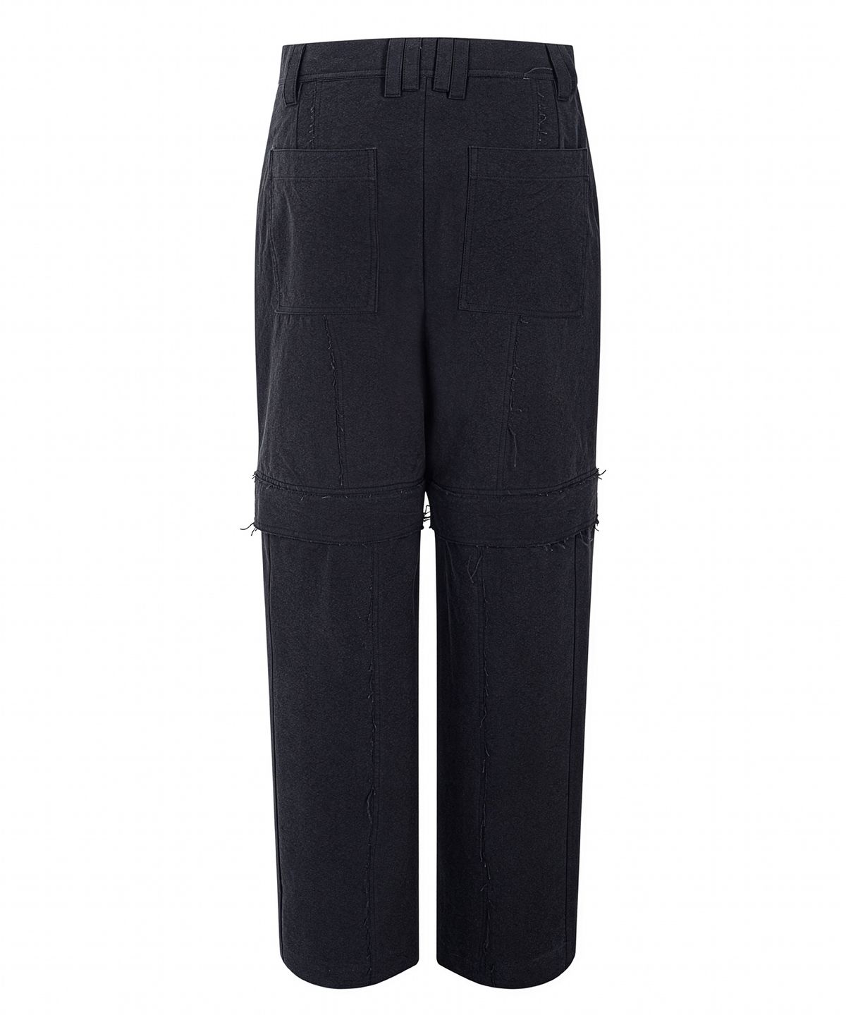 에이치직(H.JIK) Raw-edge Transformable Knee Zip Trousers - Dusty Black