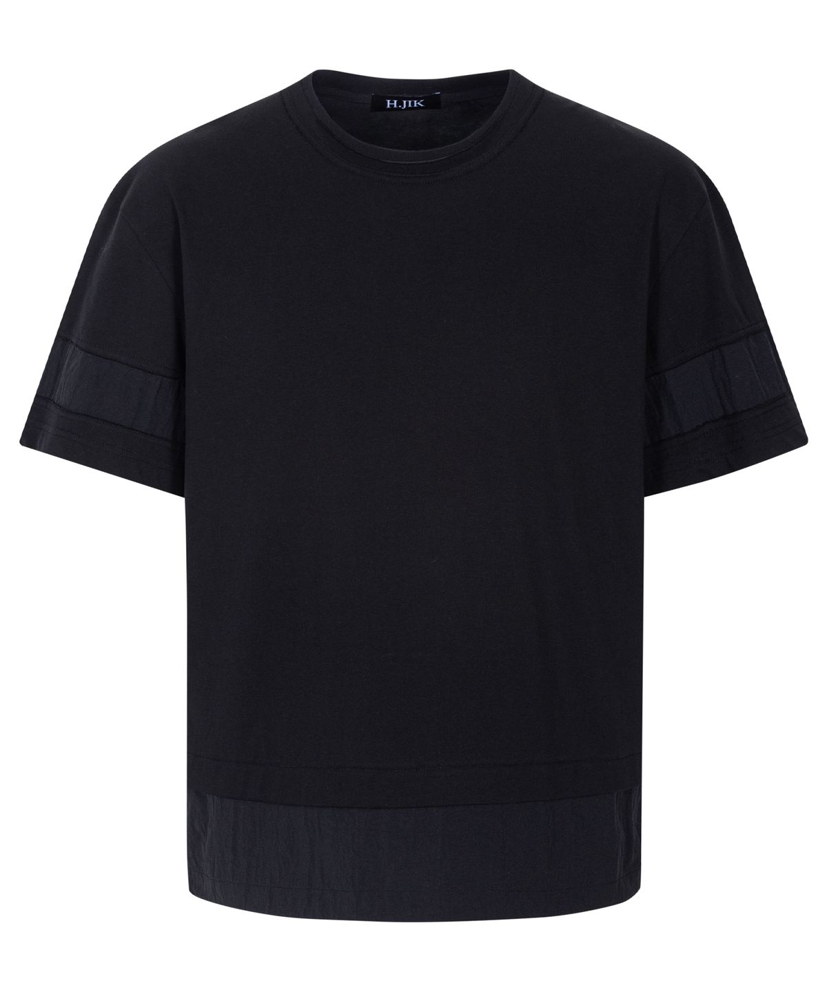 에이치직(H.JIK) Multi Raw-edge Panelled T-shirt-Black