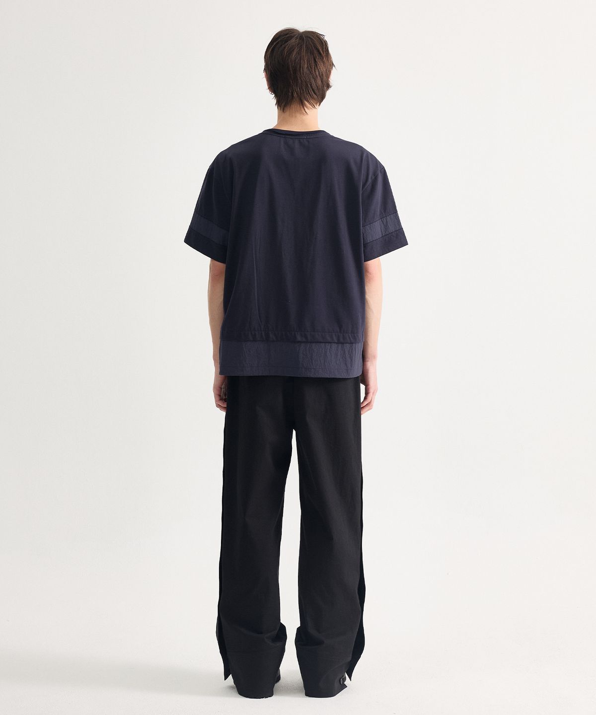 에이치직(H.JIK) Multi Raw-edge Panelled T-shirt-Navy