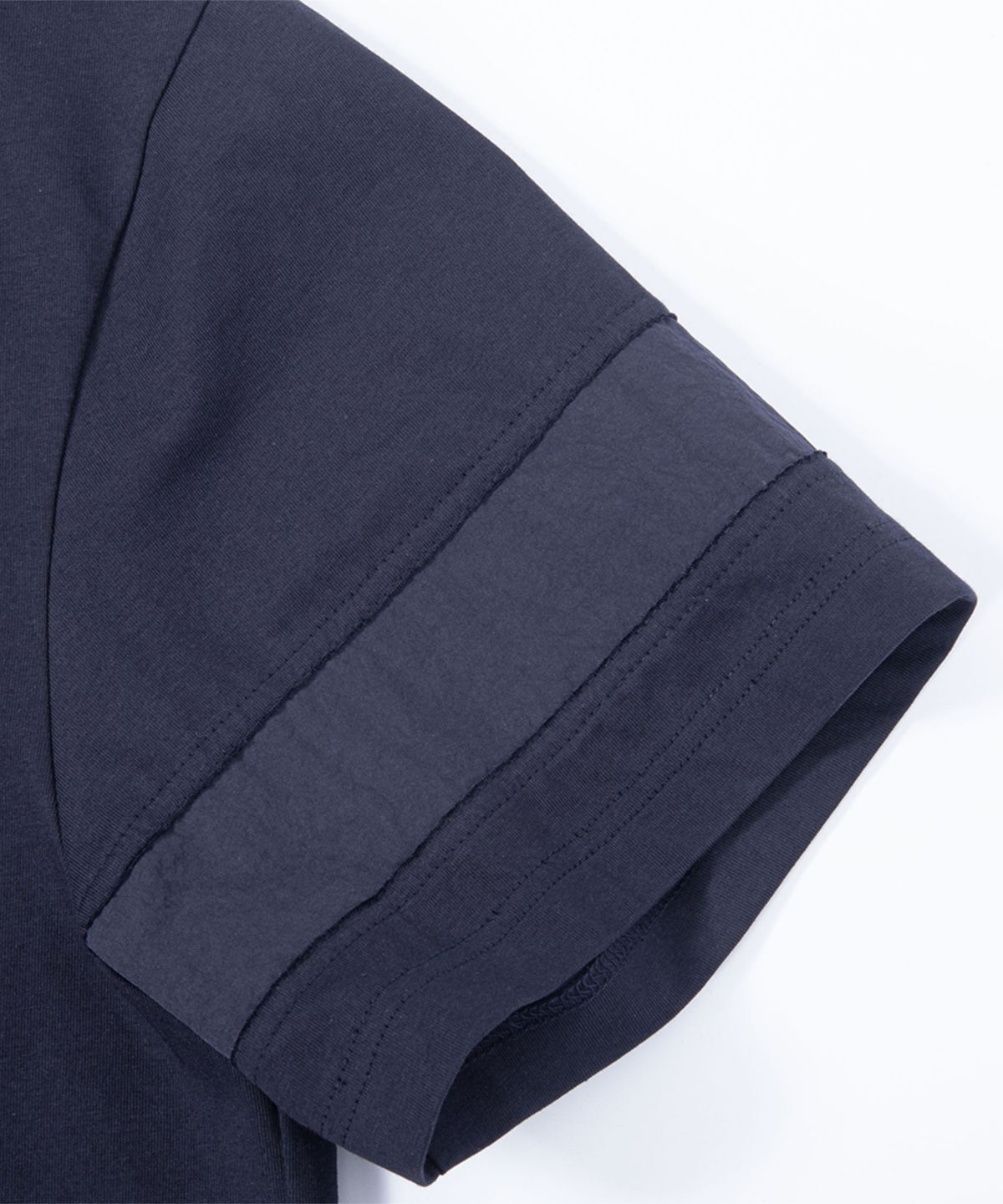 에이치직(H.JIK) Multi Raw-edge Panelled T-shirt-Navy