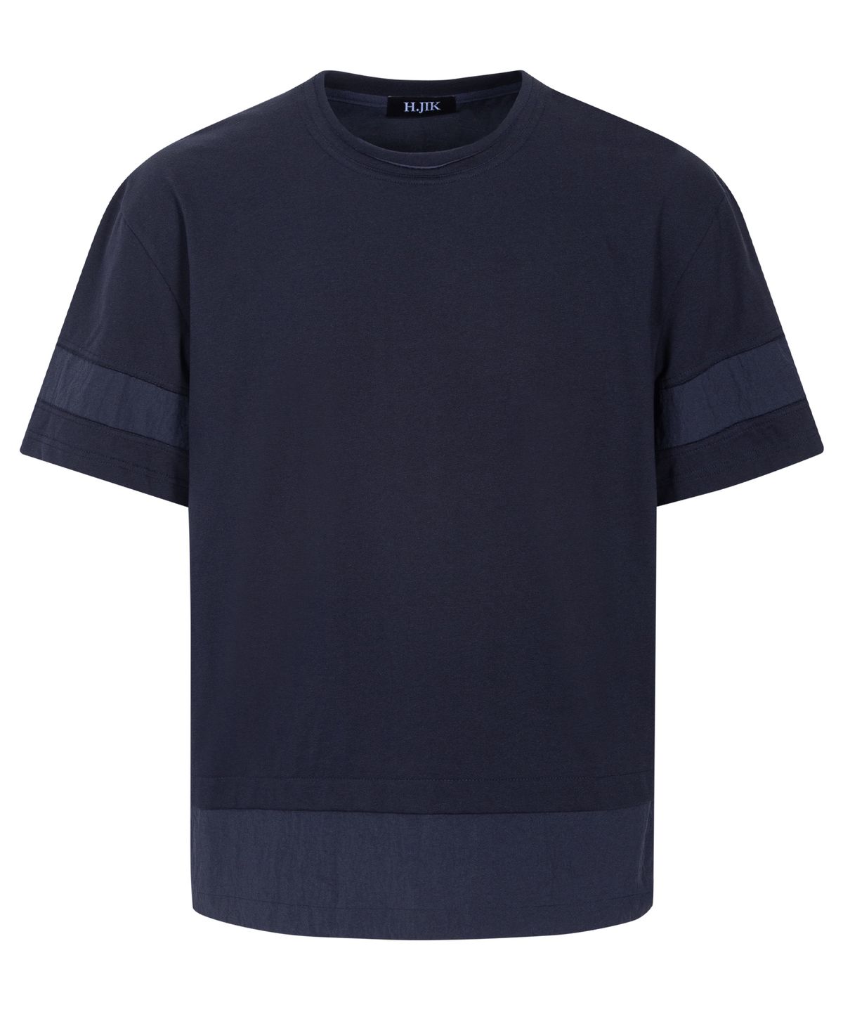 에이치직(H.JIK) Multi Raw-edge Panelled T-shirt-Navy