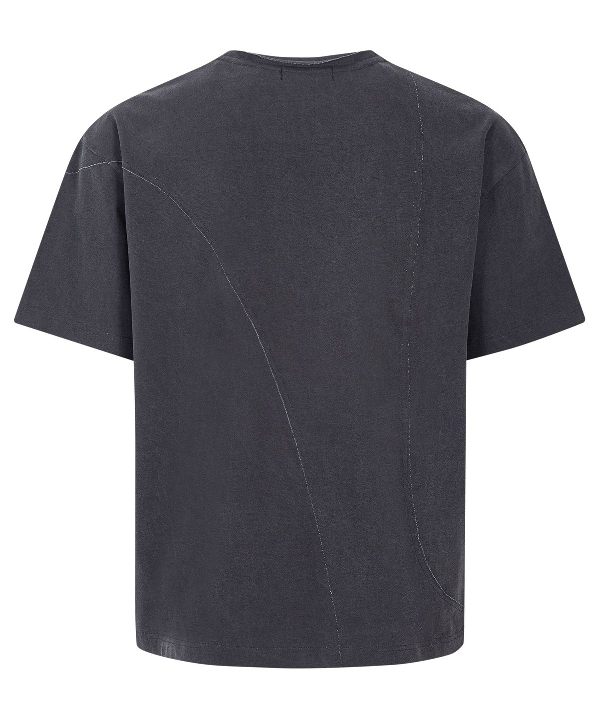 에이치직(H.JIK) Pigment Raw-edge Asymmetric Panel T-shirt -Dusty Gray