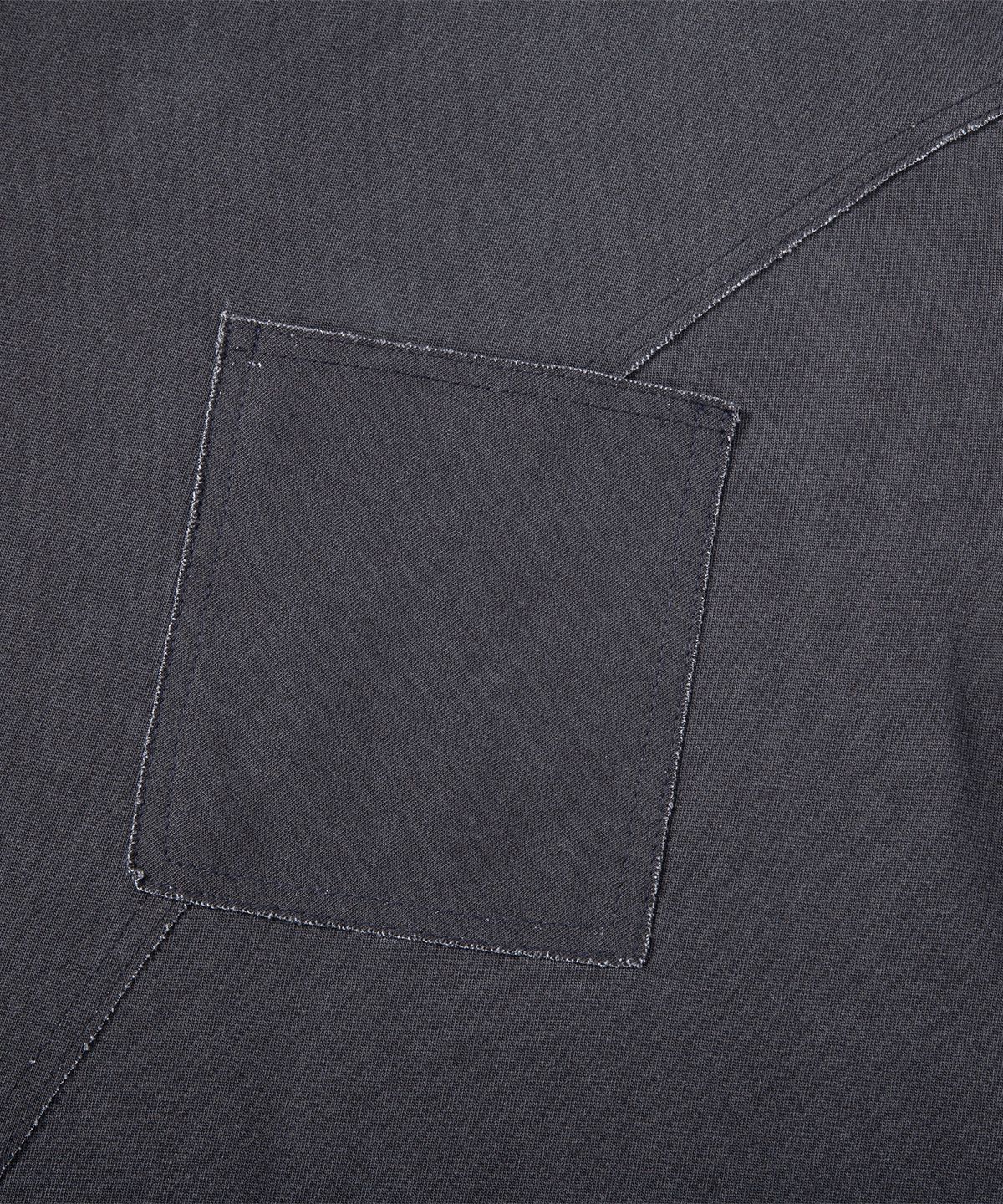 에이치직(H.JIK) Pigment Raw-edge Asymmetric Panel T-shirt -Dusty Gray