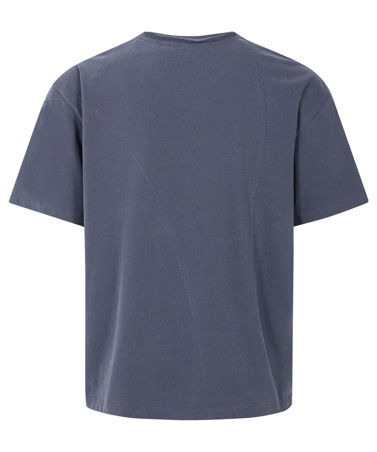 에이치직(H.JIK) Pigment Raw-edge Asymmetric Panel T-shirt -Dusty Blue