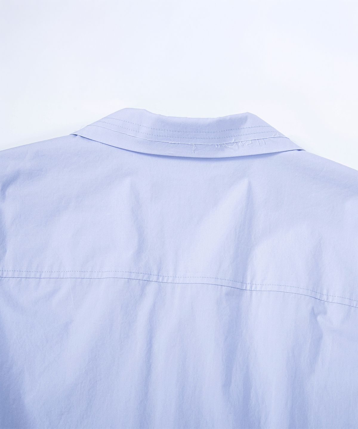 에이치직(H.JIK) Layered Open Collar Raw-edge Shirt - Sky Blue