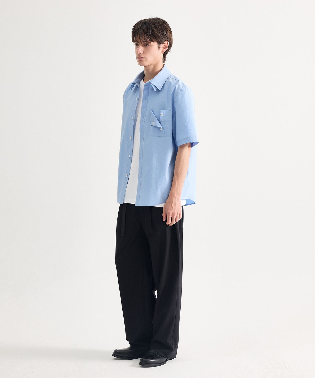 에이치직(H.JIK) Double Collar Cuff-Pocket Shirt - Ice Blue