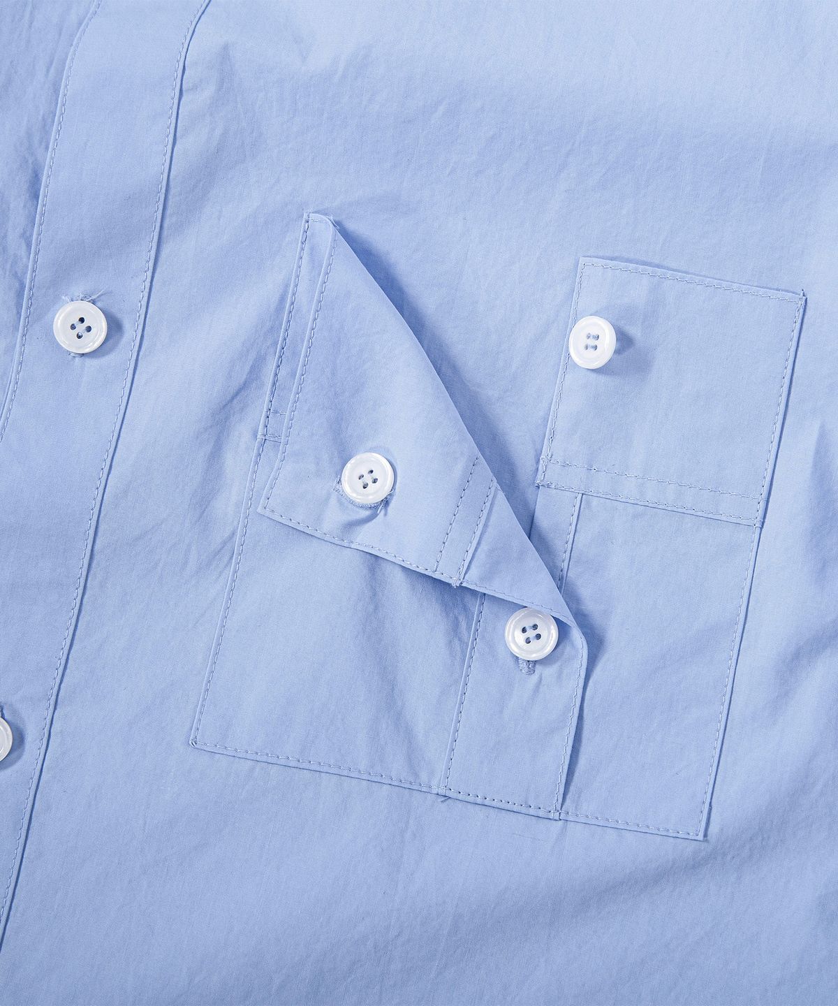에이치직(H.JIK) Double Collar Cuff-Pocket Shirt - Ice Blue