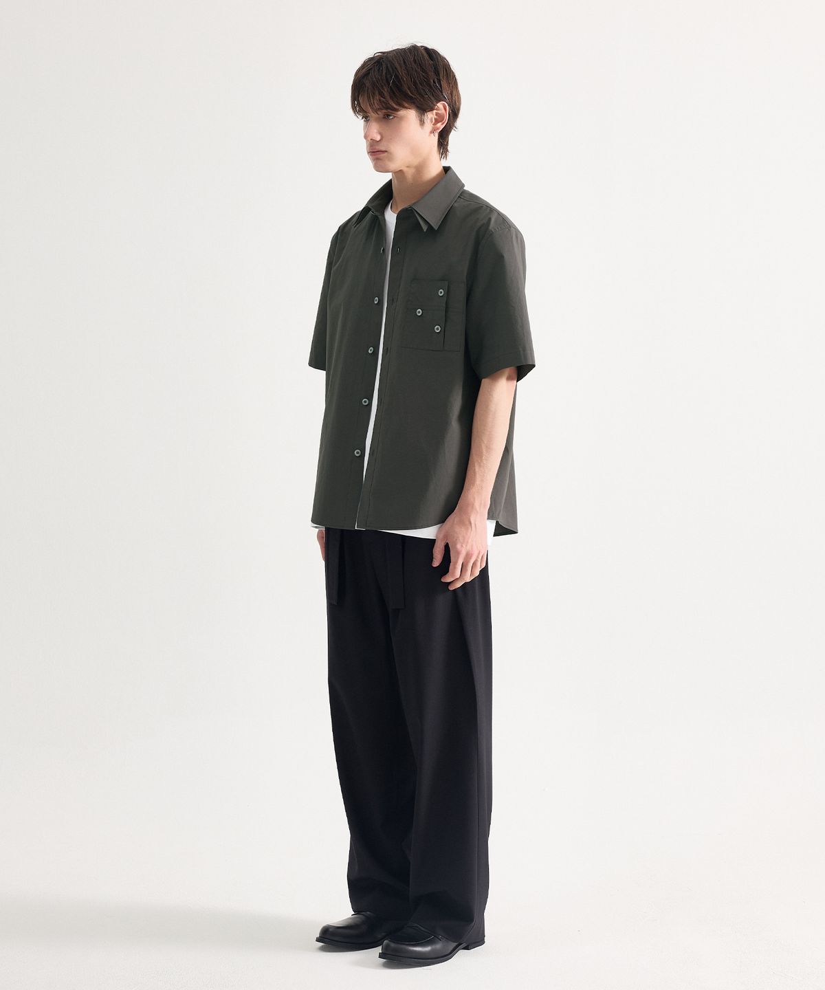 에이치직(H.JIK) Double Collar Cuff-Pocket Shirt - Charcoal