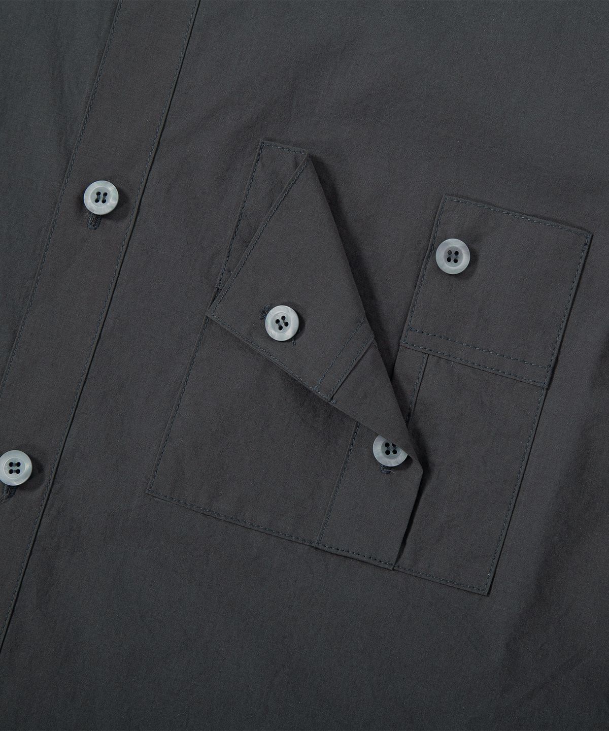에이치직(H.JIK) Double Collar Cuff-Pocket Shirt - Charcoal