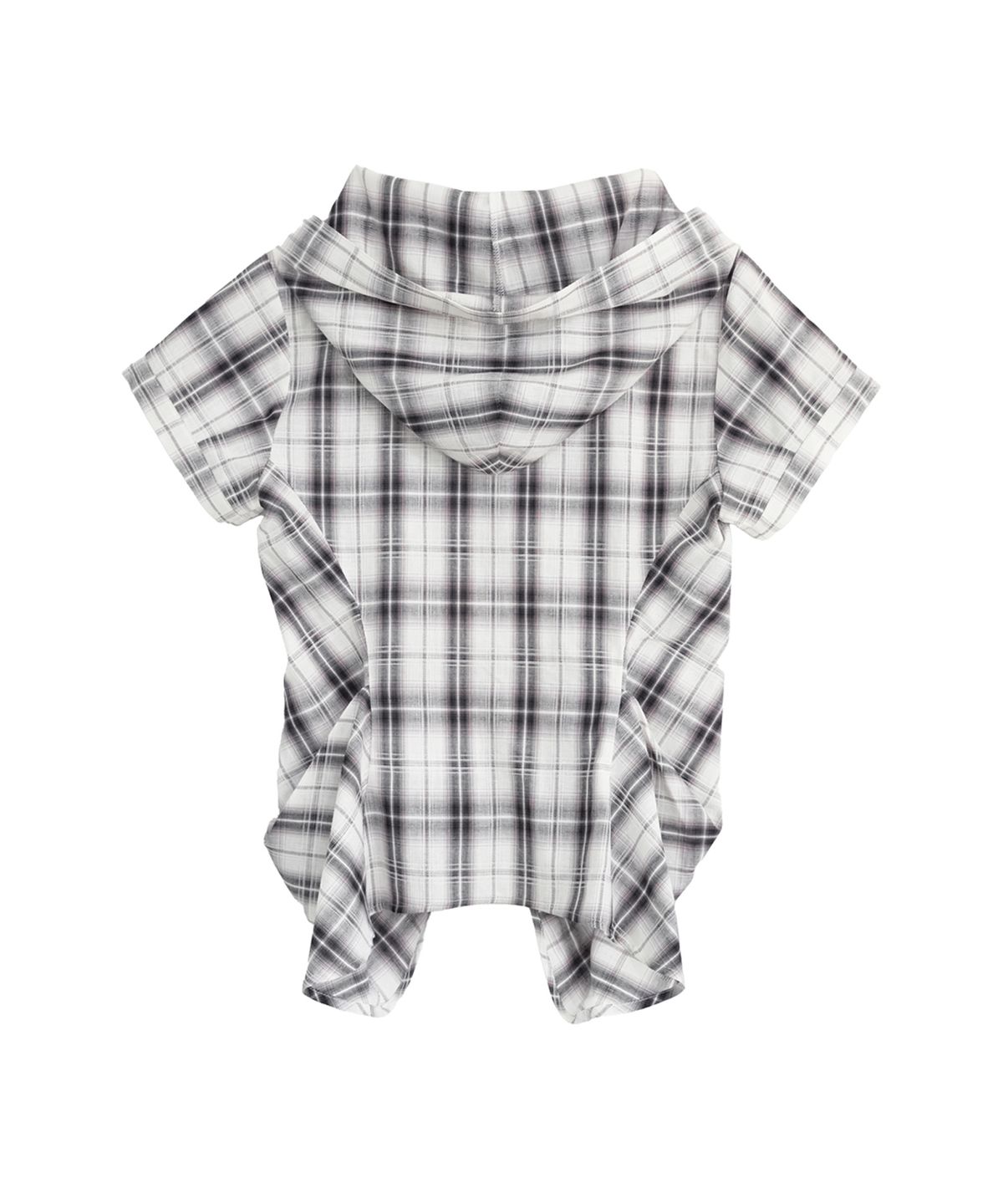 솜속(SOMSOC) RIA HOODED BALLOON CHECK HALF SHIRT_WHITE