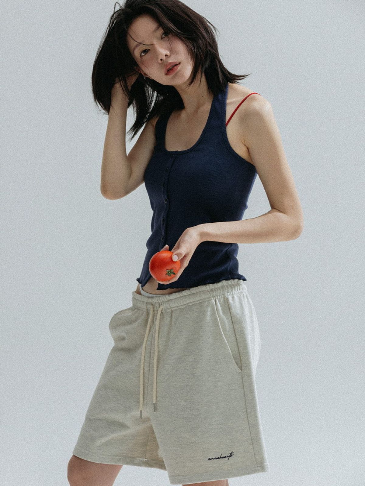 앤하츠(ANNEHEARTS) Button Point Cami Top_NAVY