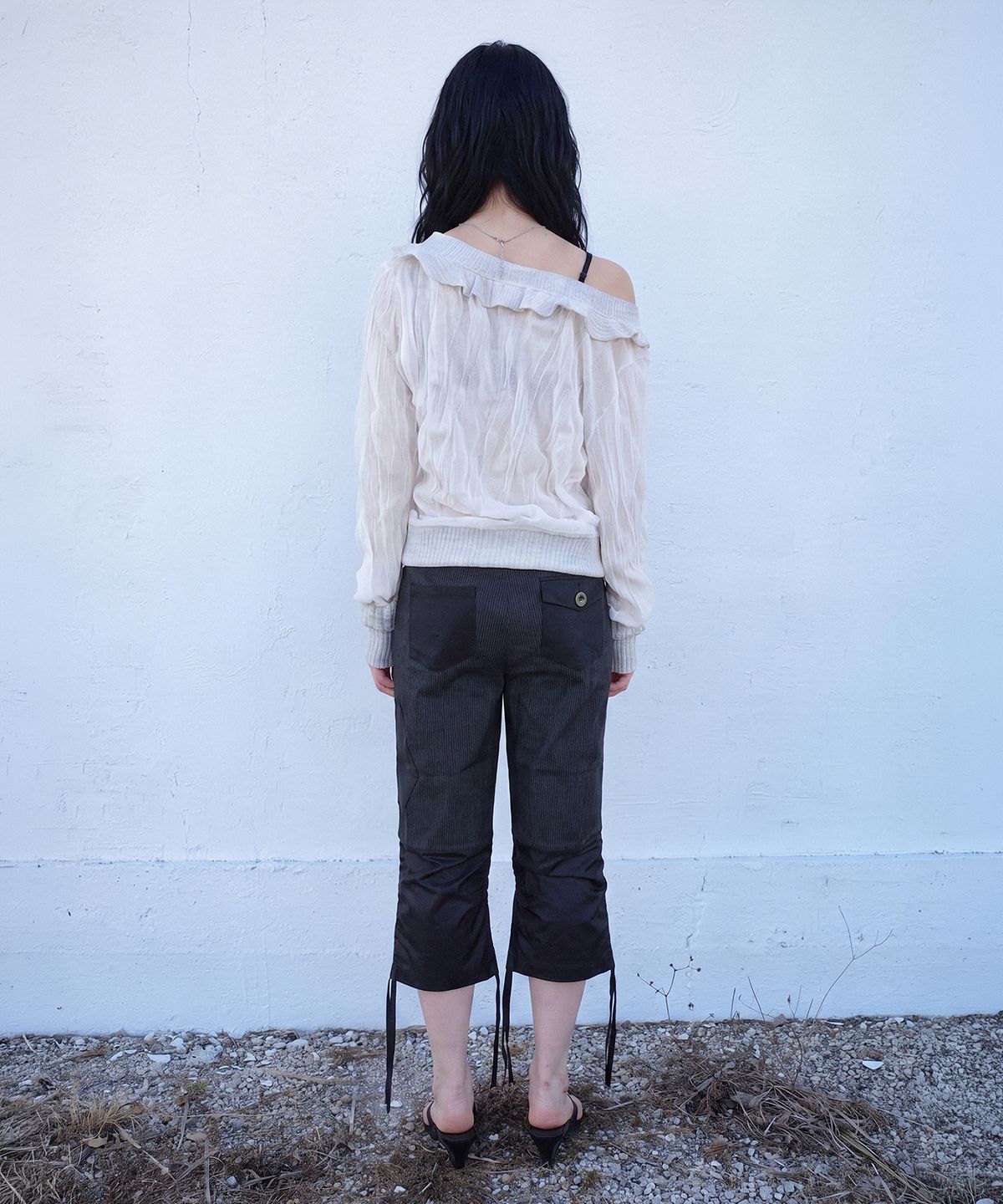솜속(SOMSOC) DAZE MIXED DENIM CAPRI PANTS_BLACK